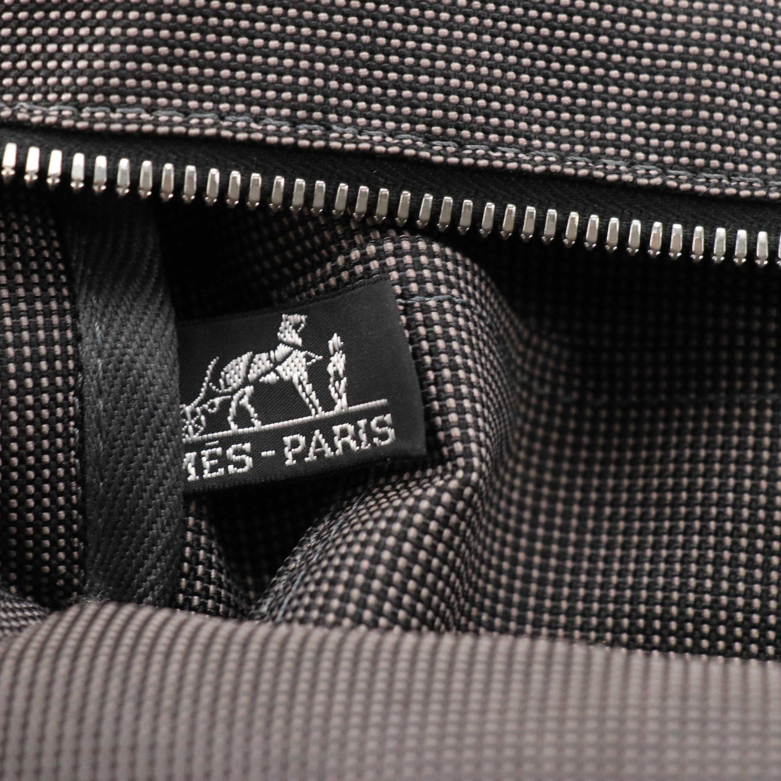 Hermès Herline Fourre-Tout MM Zip Tote in Grey and Black Nylon Canvas