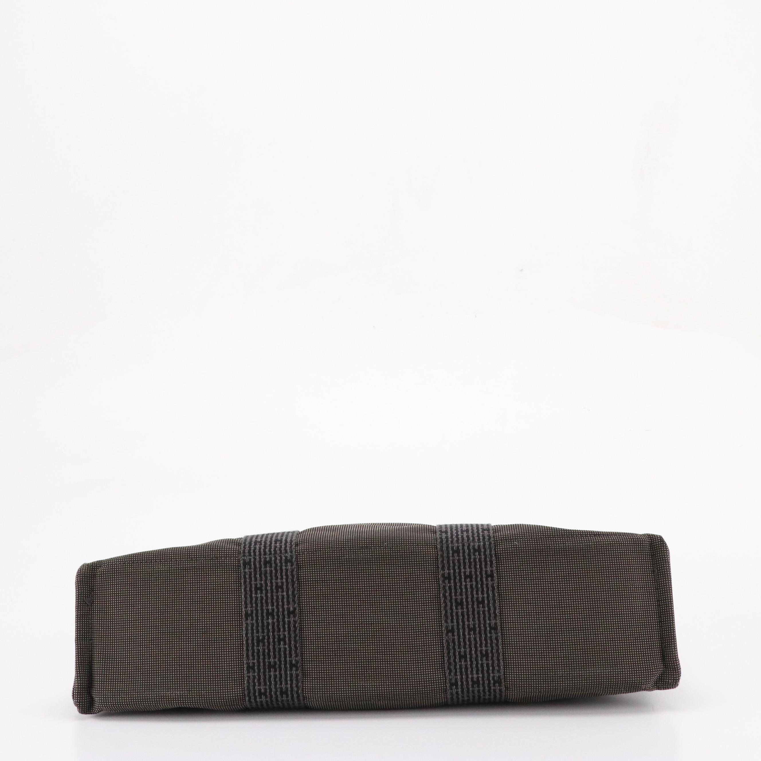 Hermès Herline Fourre-Tout MM Zip Tote in Grey and Black Nylon Canvas