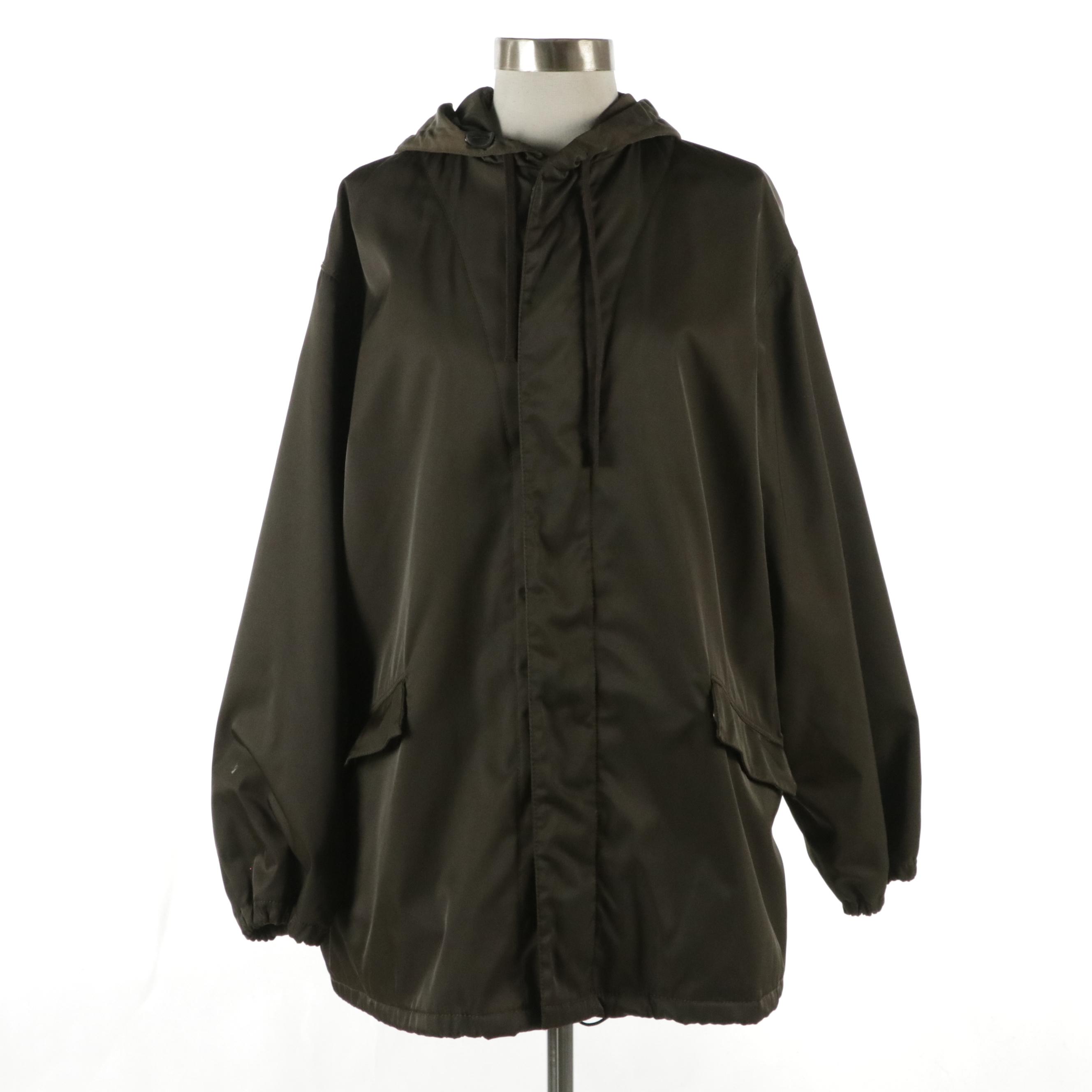 Prada Sport Chocolate Brown Tessuto Nylon Rain Jacket
