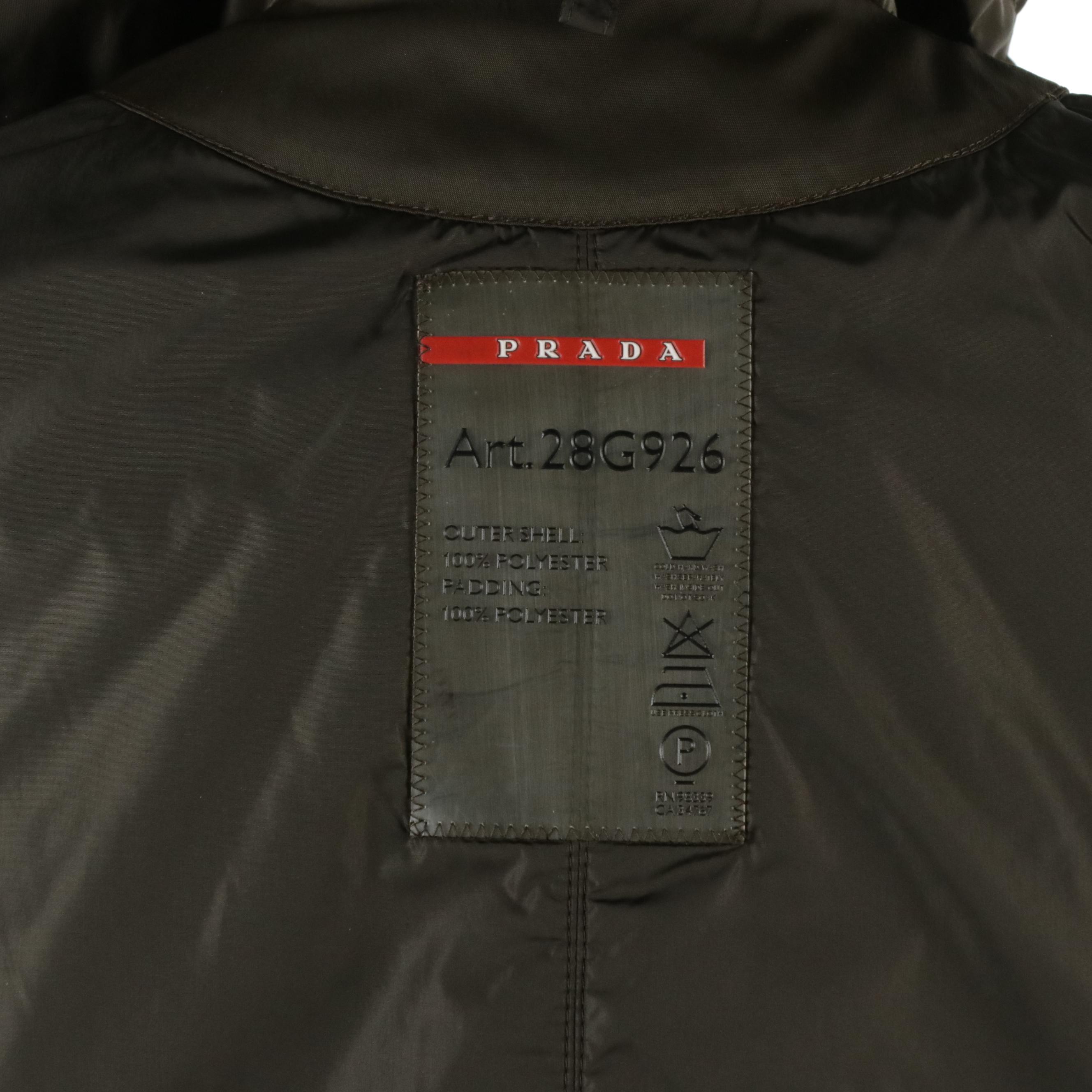 Prada Sport Chocolate Brown Tessuto Nylon Rain Jacket