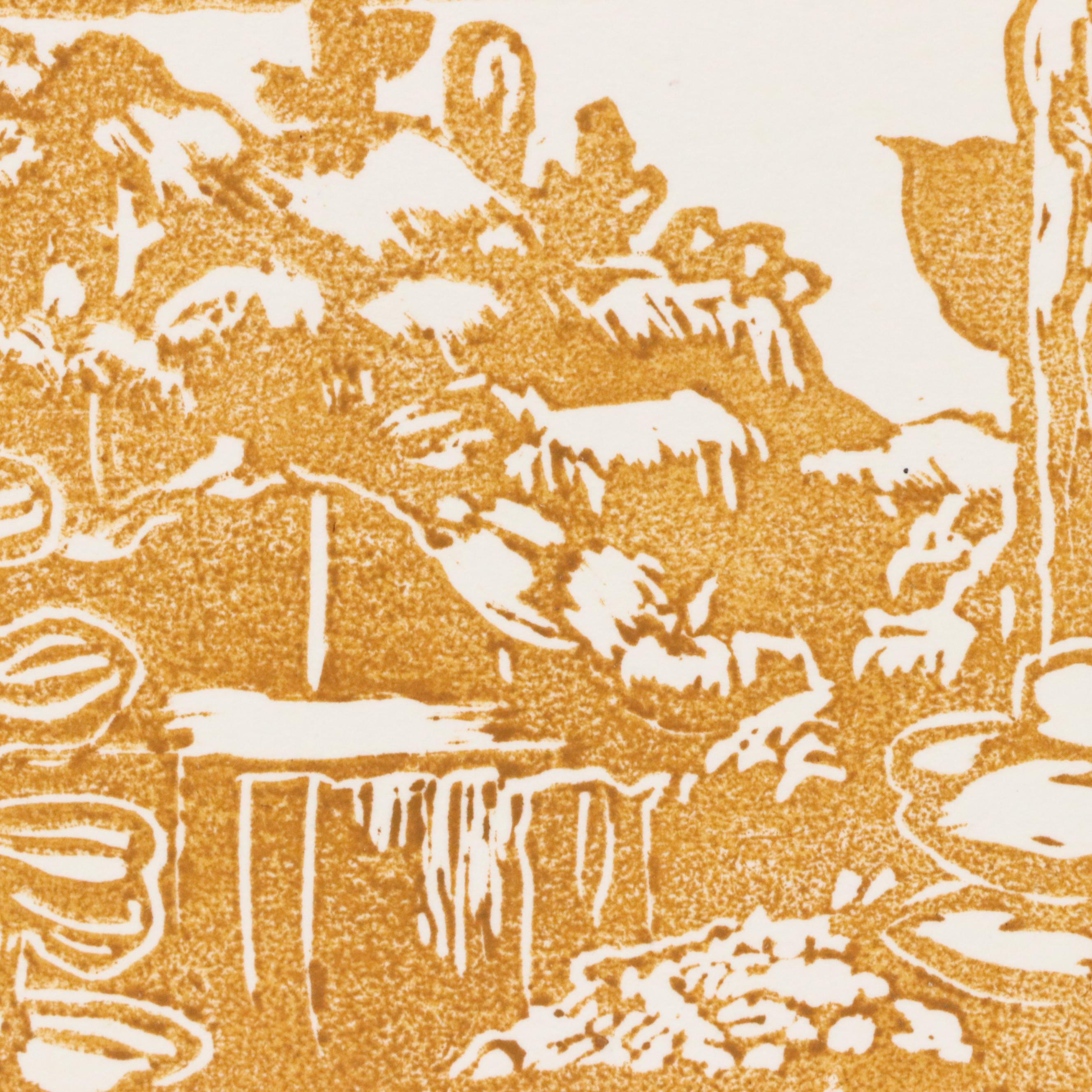 Clare Dunn Linocut on Paper "Hideaway Honey," 2016