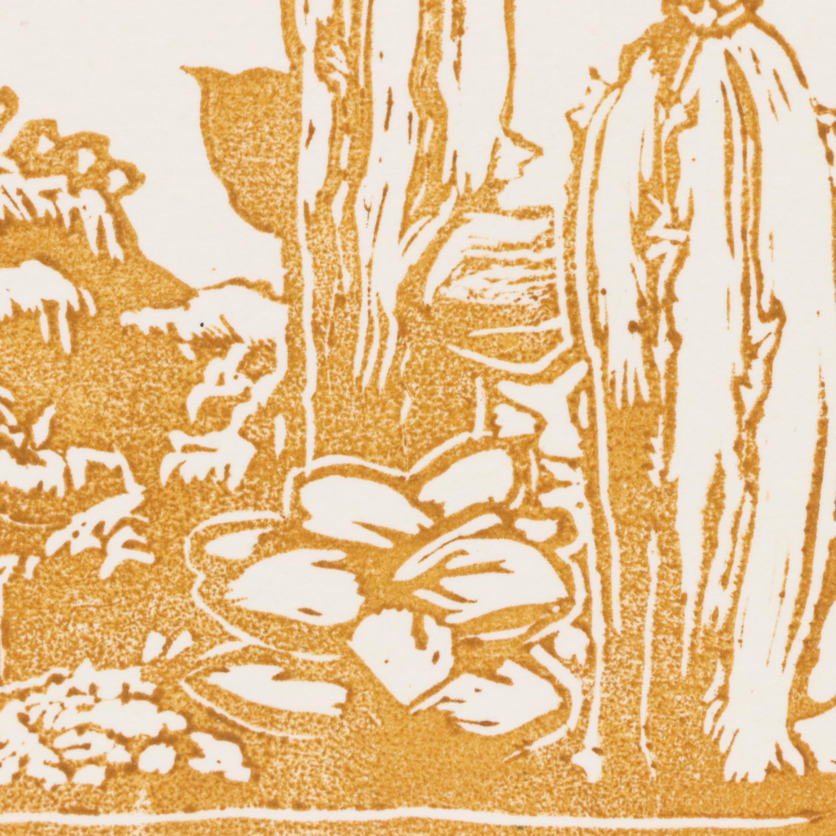 Clare Dunn Linocut on Paper "Hideaway Honey," 2016