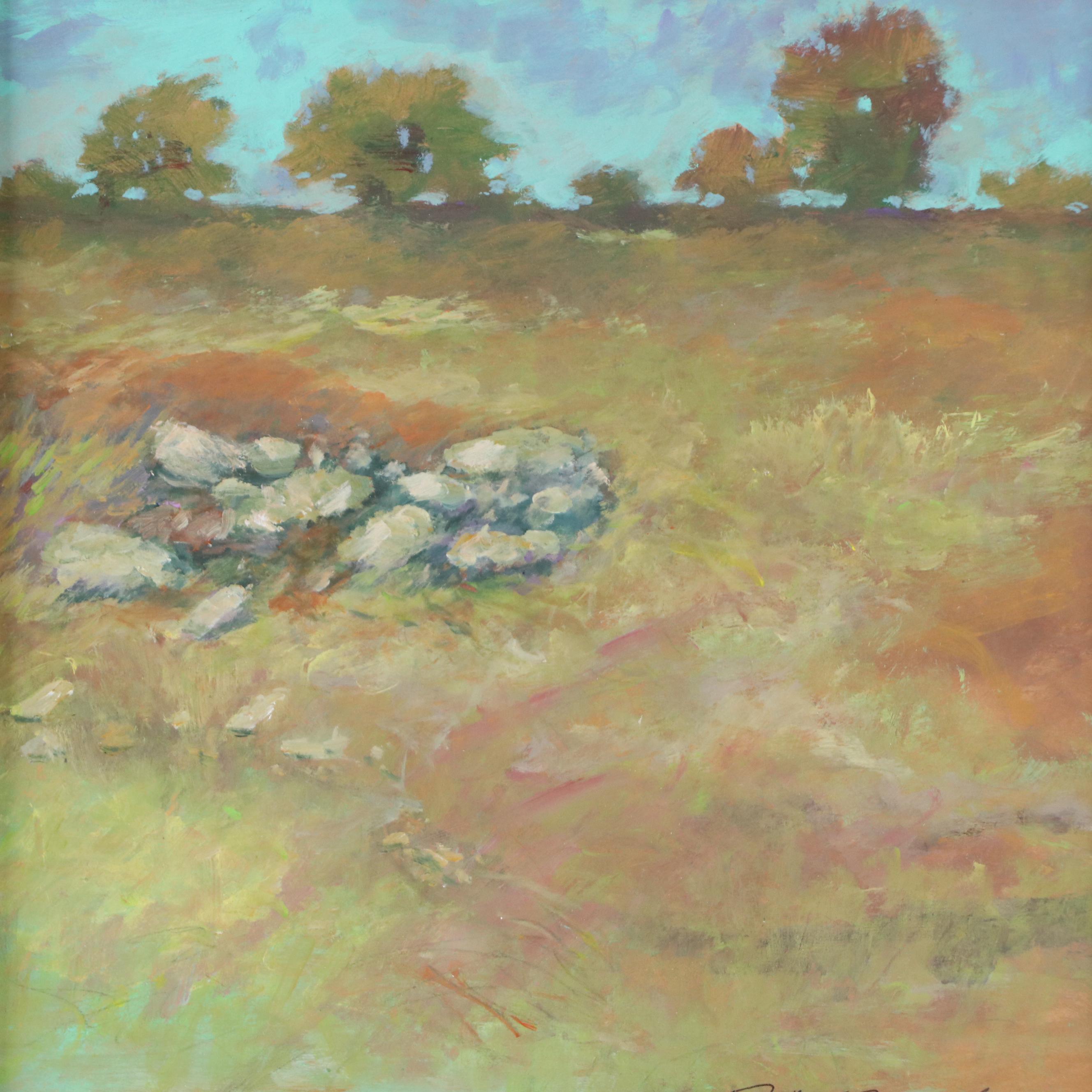 Robert Riddle Baker Landscape Acrylic Painting "Hilltop Wonders," 2024