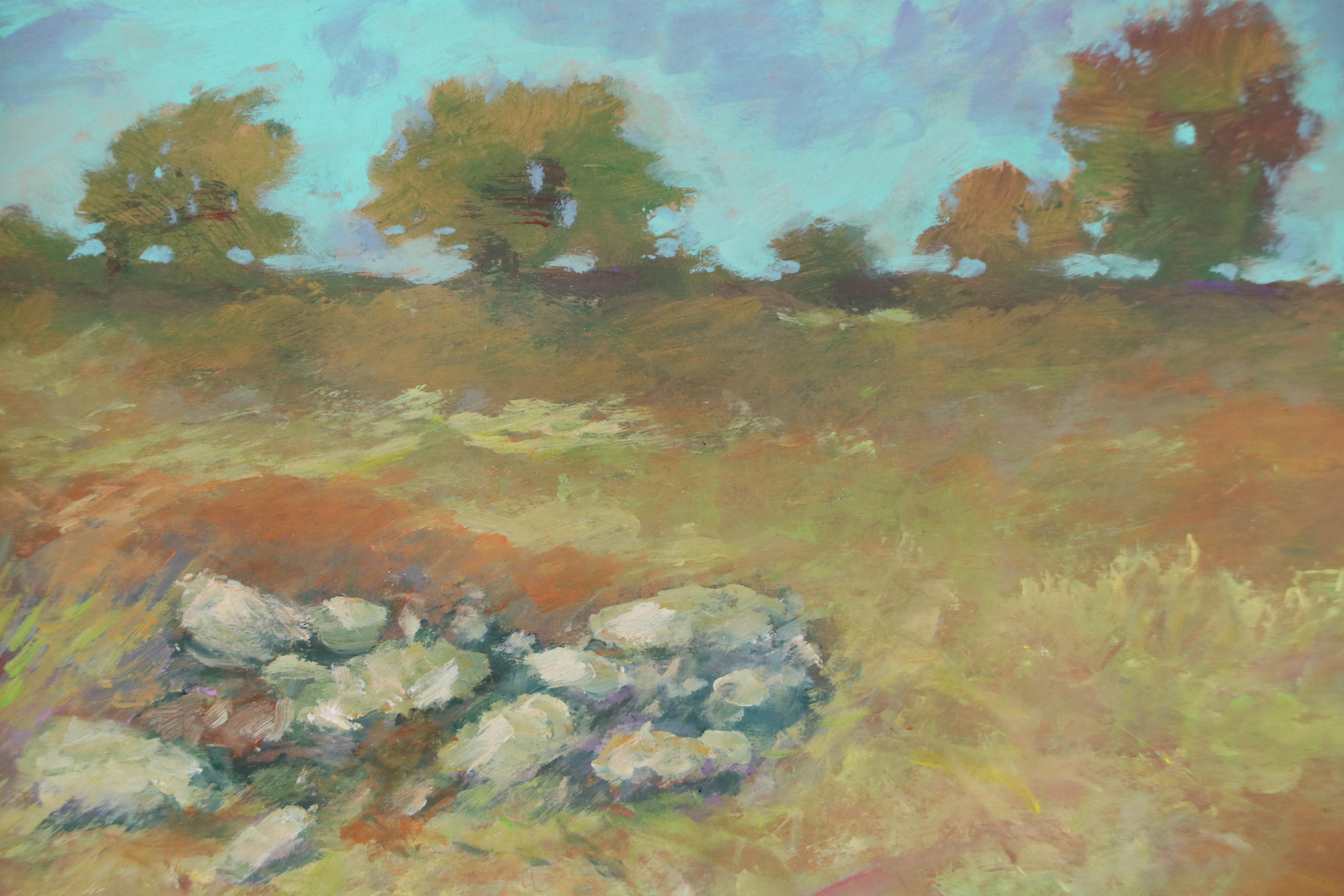 Robert Riddle Baker Landscape Acrylic Painting "Hilltop Wonders," 2024