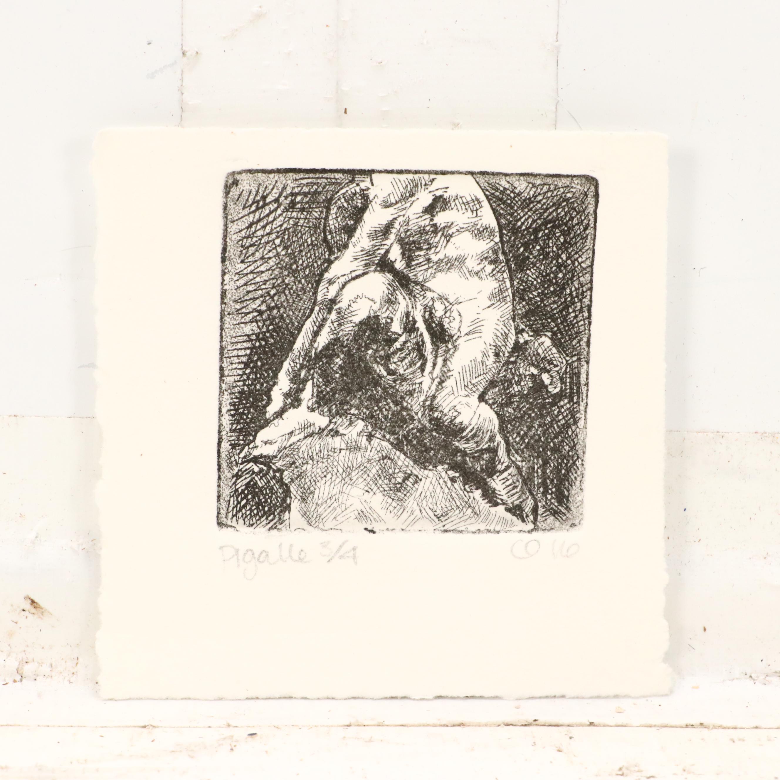 Clare Dunn Etchings "Spaceman" and "Pigalle," 2016