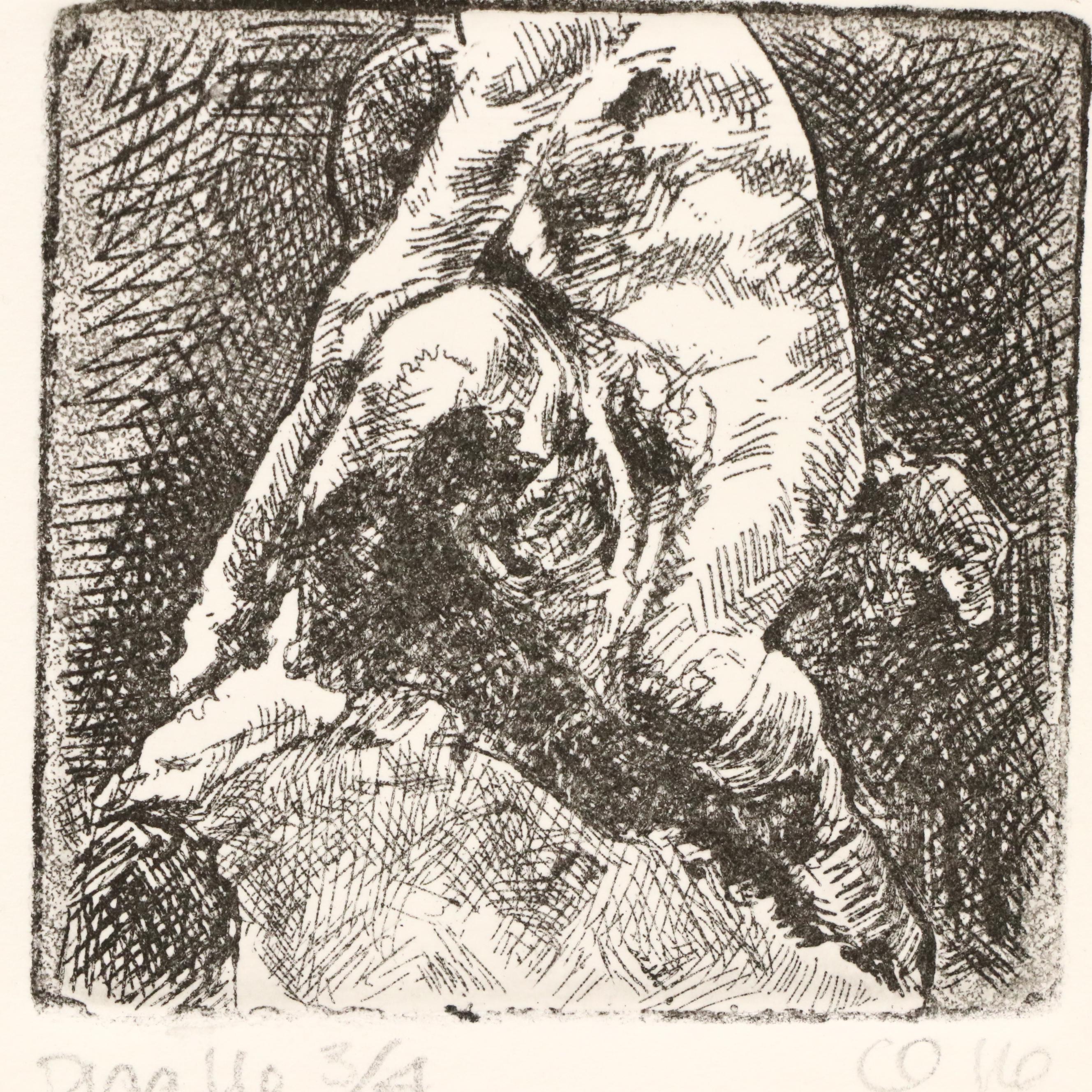 Clare Dunn Etchings "Spaceman" and "Pigalle," 2016