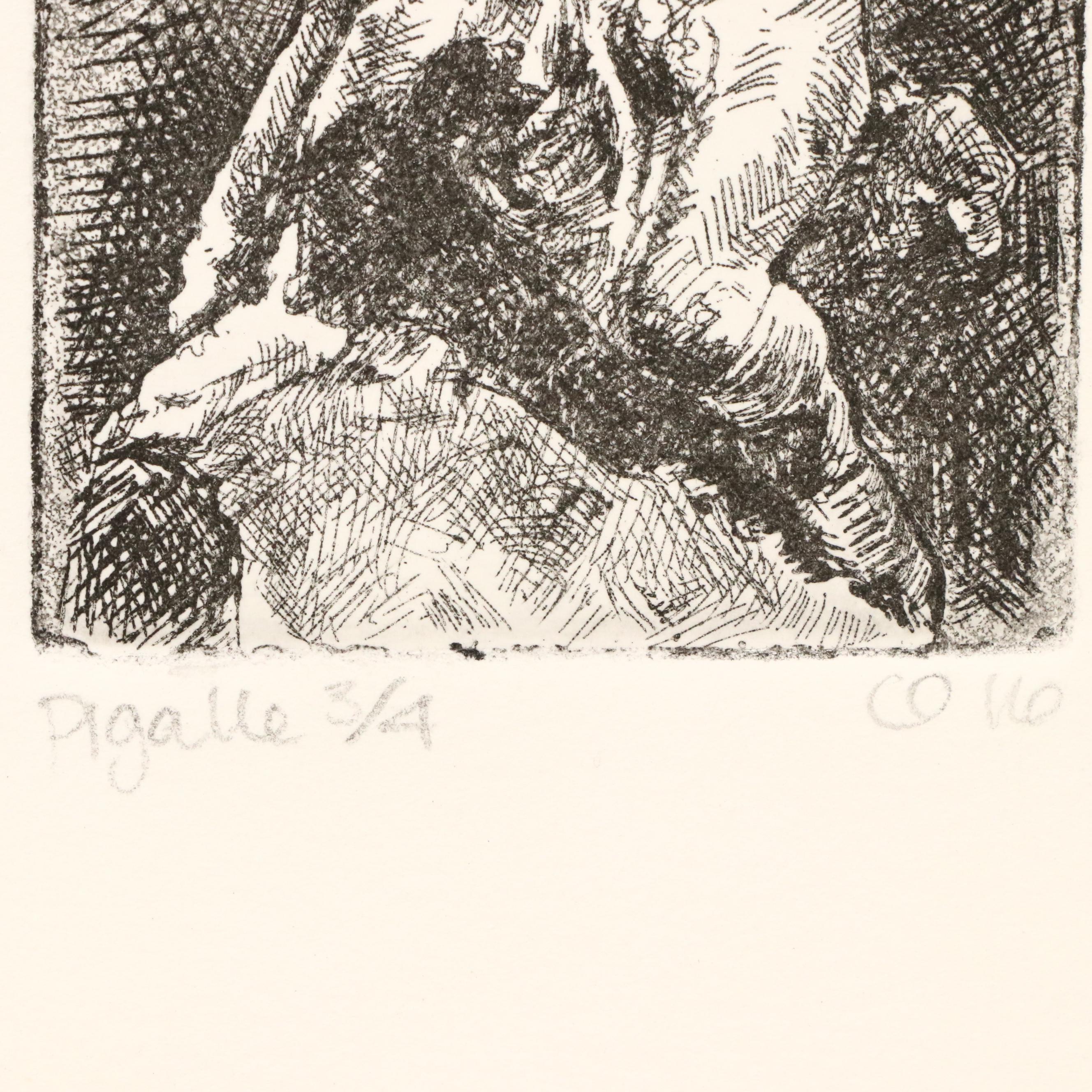 Clare Dunn Etchings "Spaceman" and "Pigalle," 2016