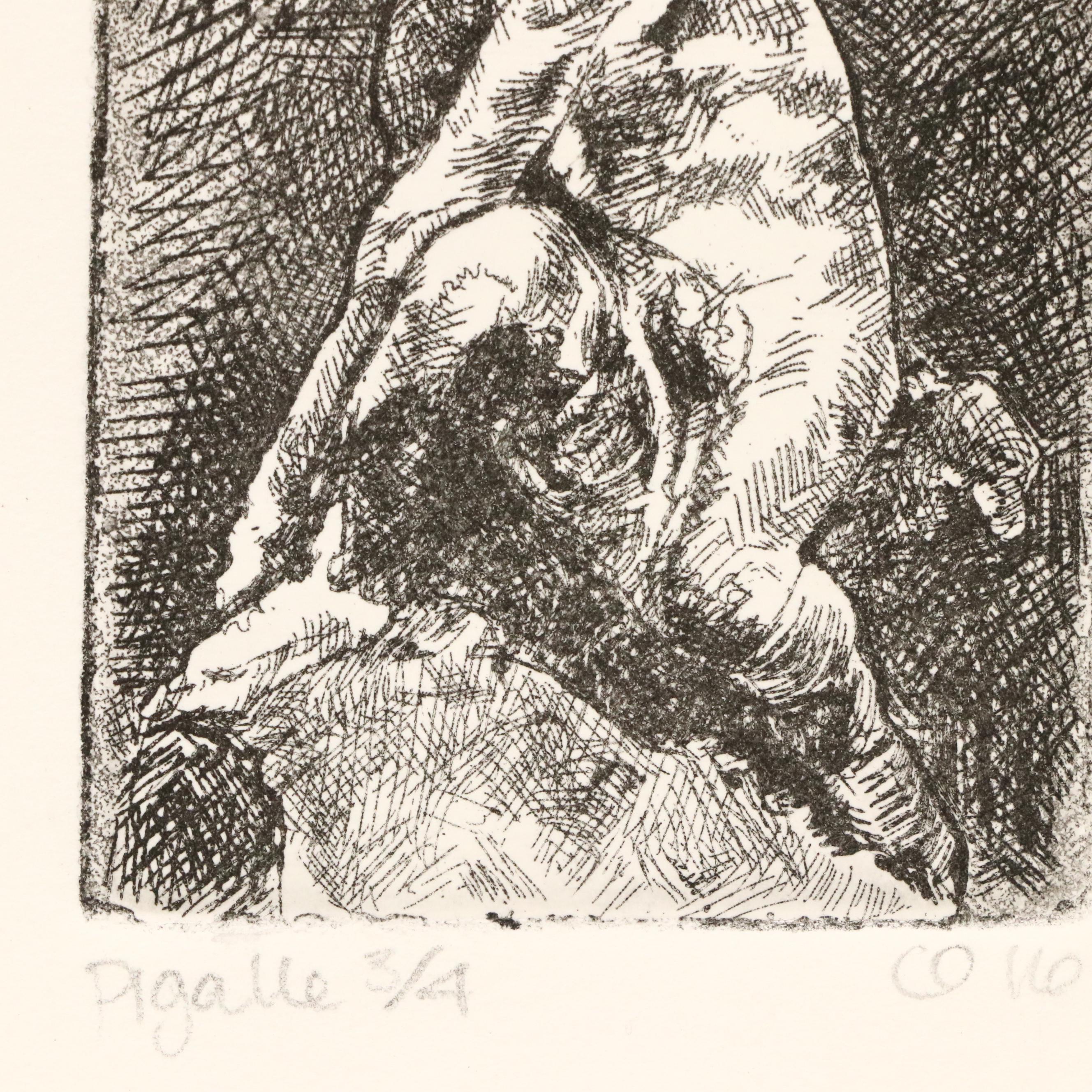 Clare Dunn Etchings "Spaceman" and "Pigalle," 2016