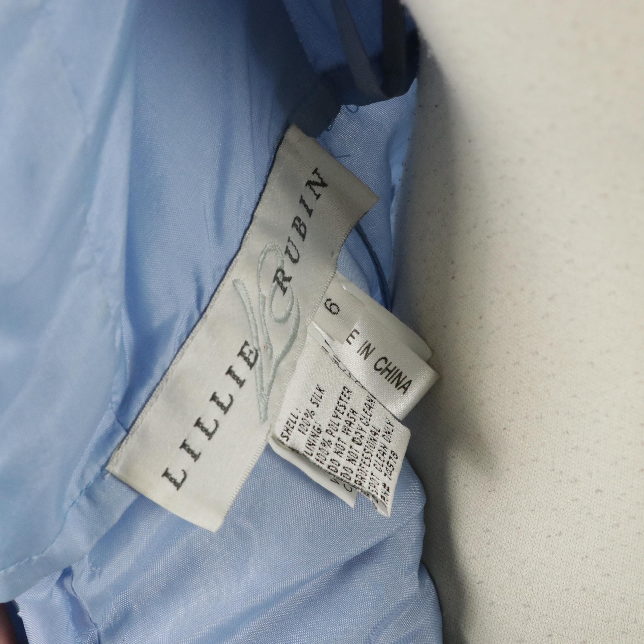 Lillie Rubin Blue Silk Beaded Long Evening Dress & Other White Cocktail Dress