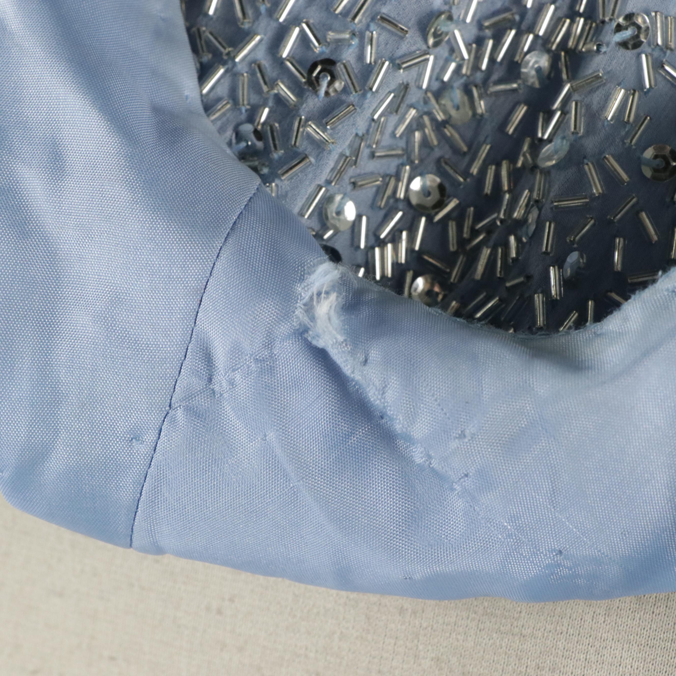 Lillie Rubin Blue Silk Beaded Long Evening Dress & Other White Cocktail Dress