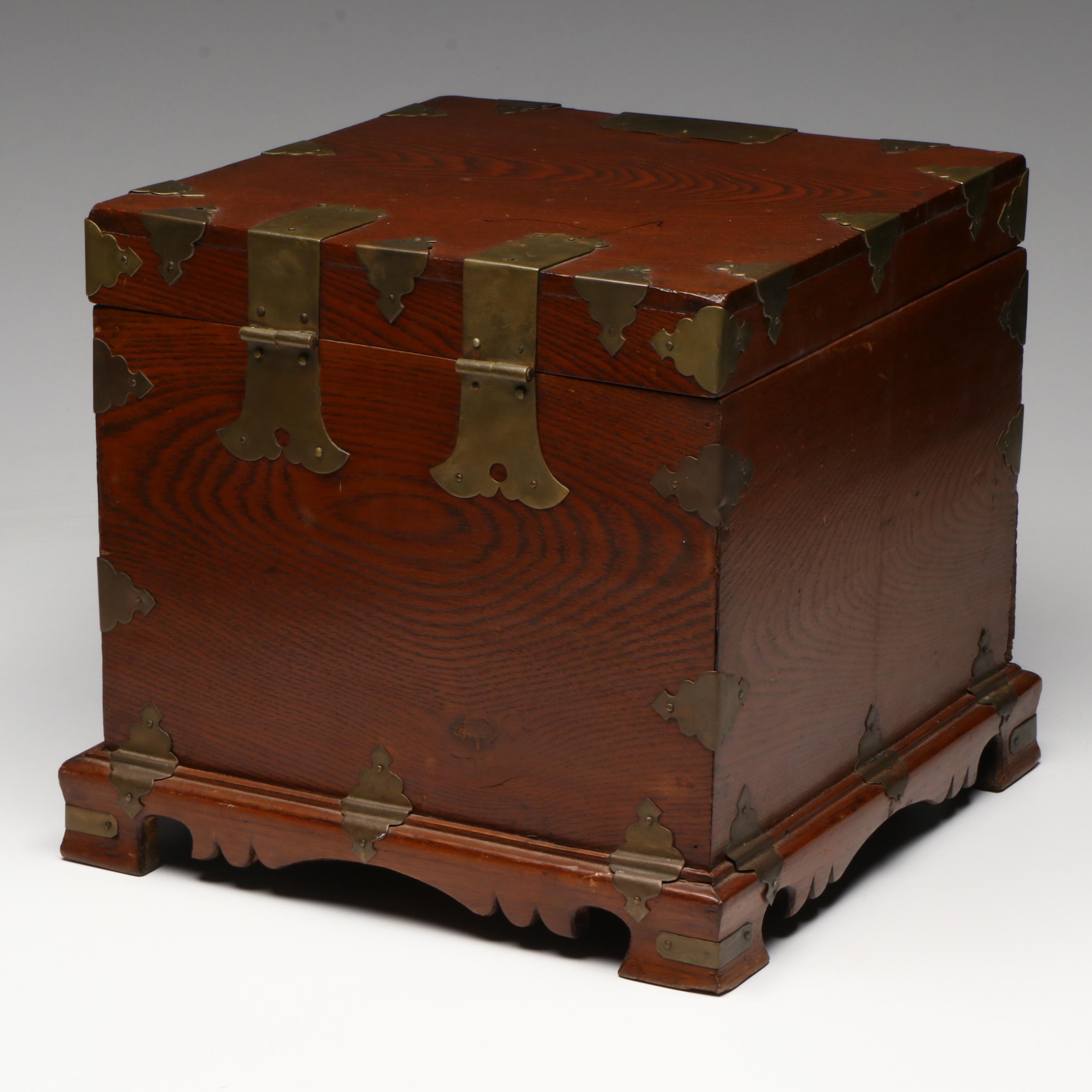 Japanese Wood and Brass Tansu Box, 20th Century