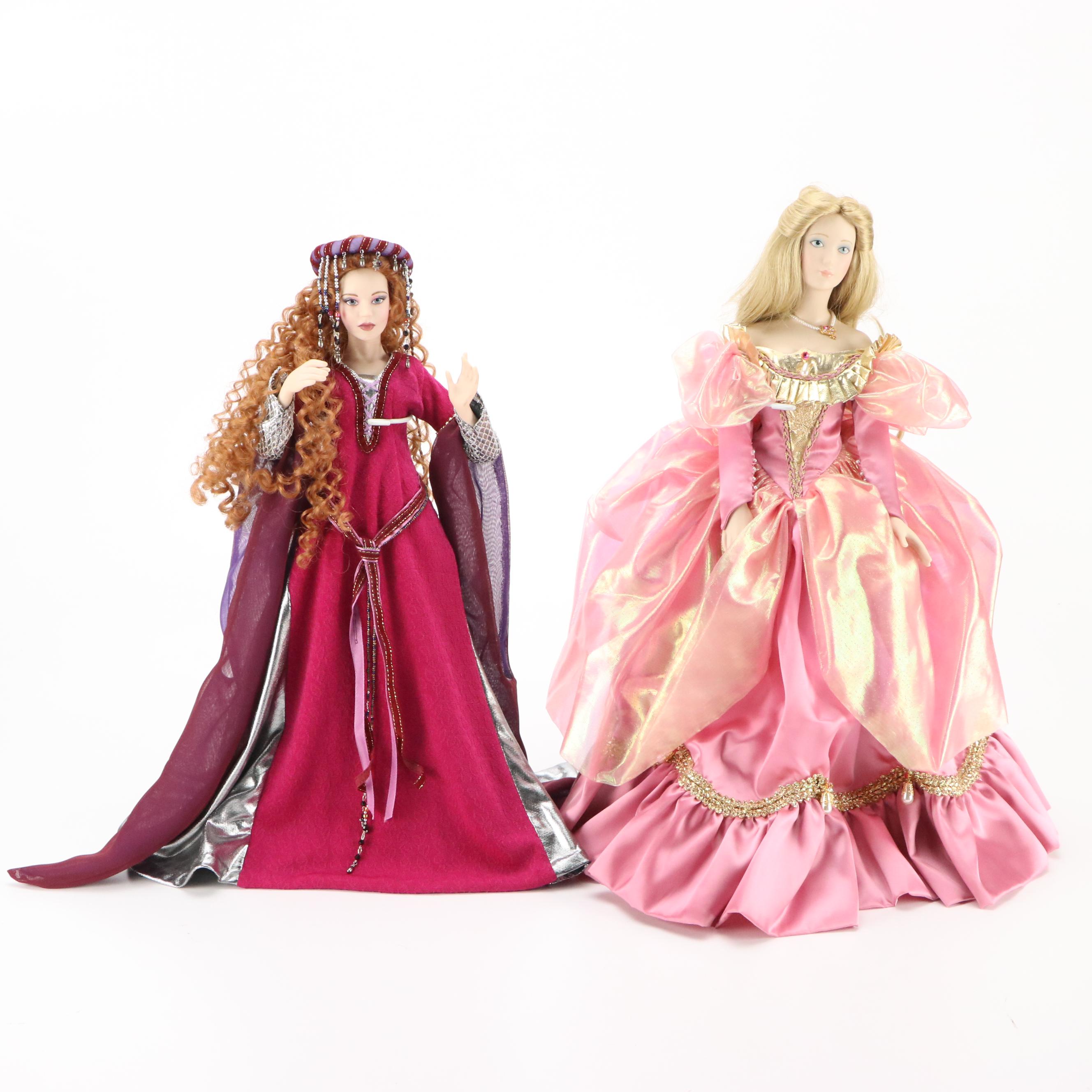 Franklin Mint "Lady of the Lake" Camelot Doll with More Porcelain Dolls