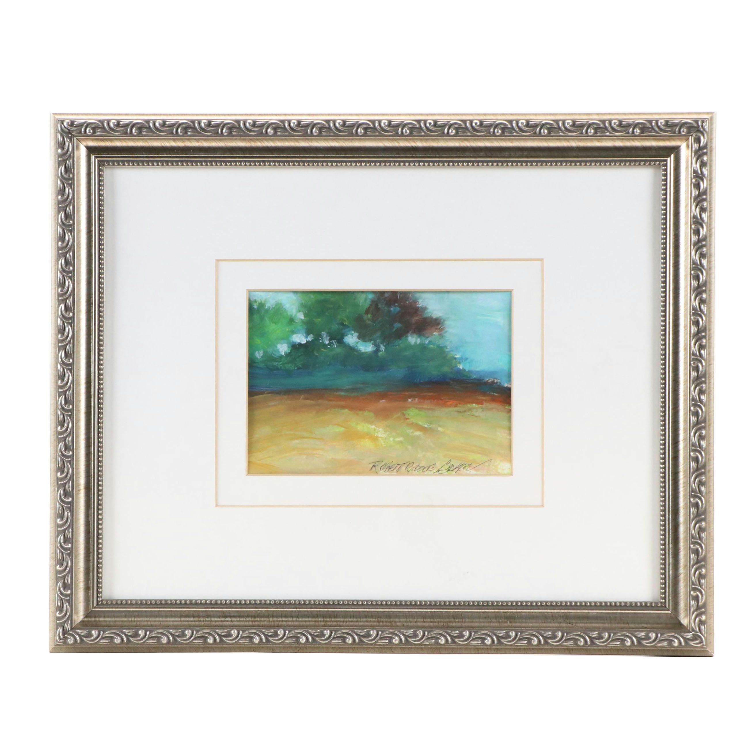 Robert Riddle Baker Landscape Acrylic Painting "Horizon with Trees," 2024