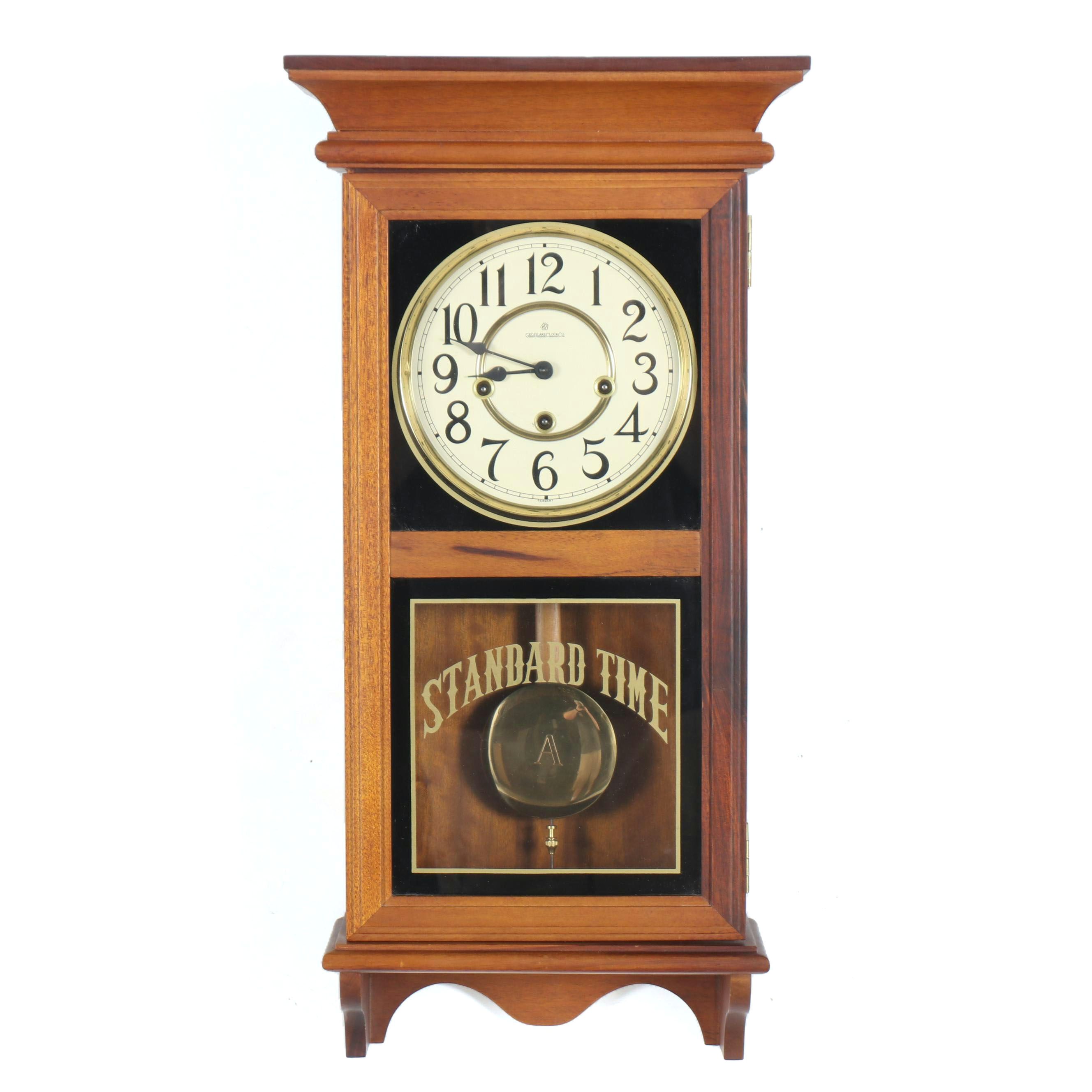 George Blake Clock Co. German Standard Time Wood Wall Clock