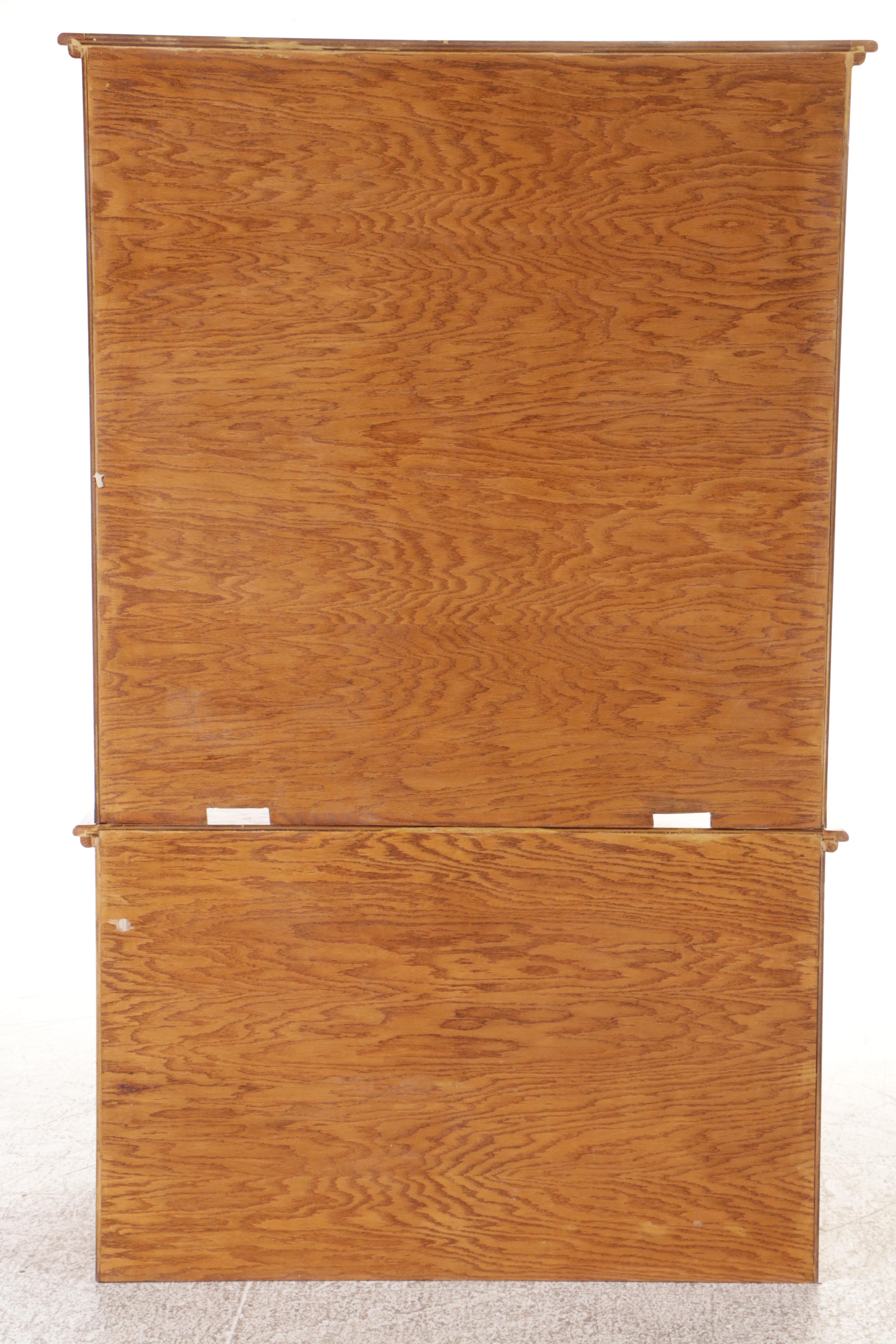 Modernist Style Oak Desk with Hutch and Computer Chair, Late 20th Century