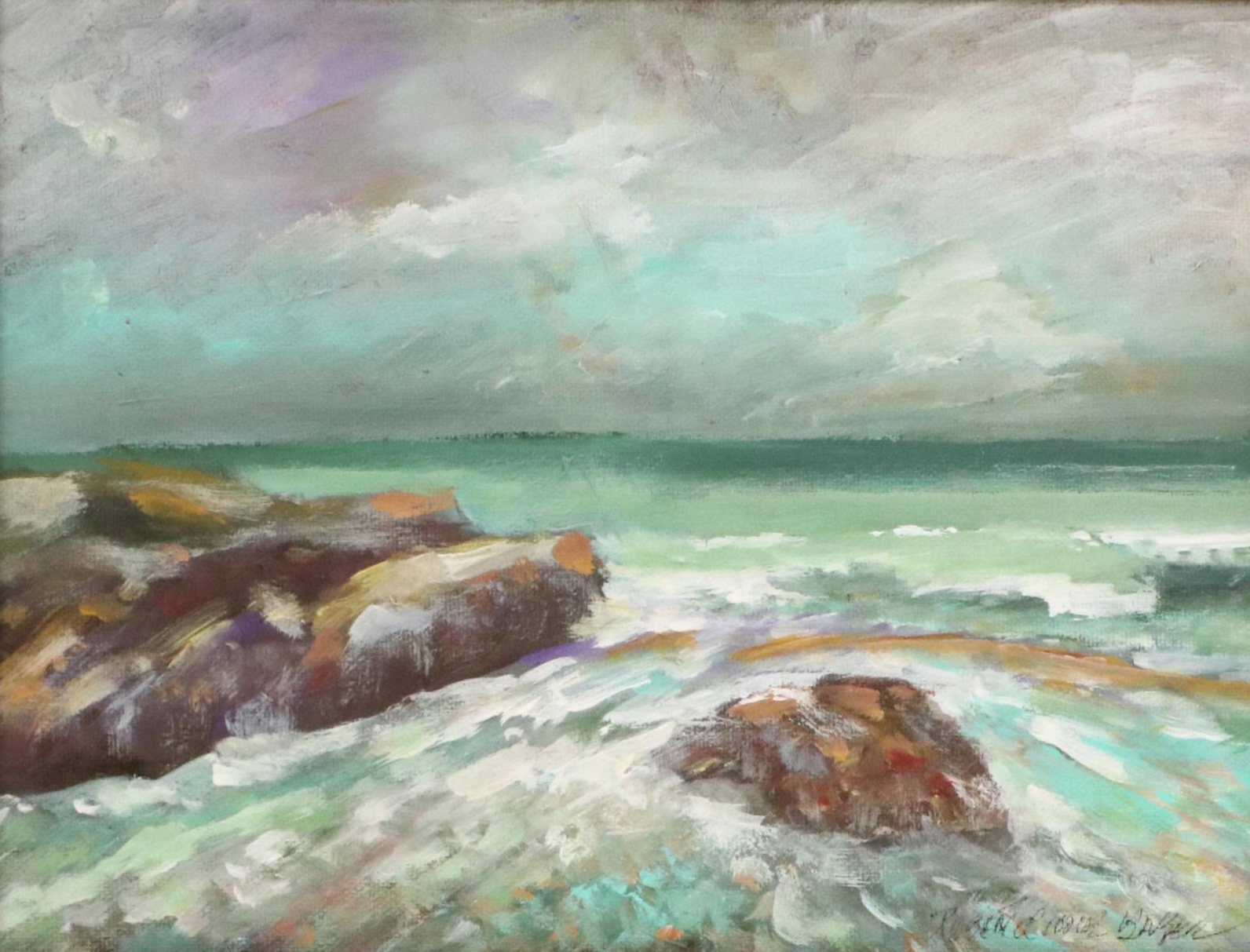 Robert Riddle Baker Coastal Acrylic Painting, 2022