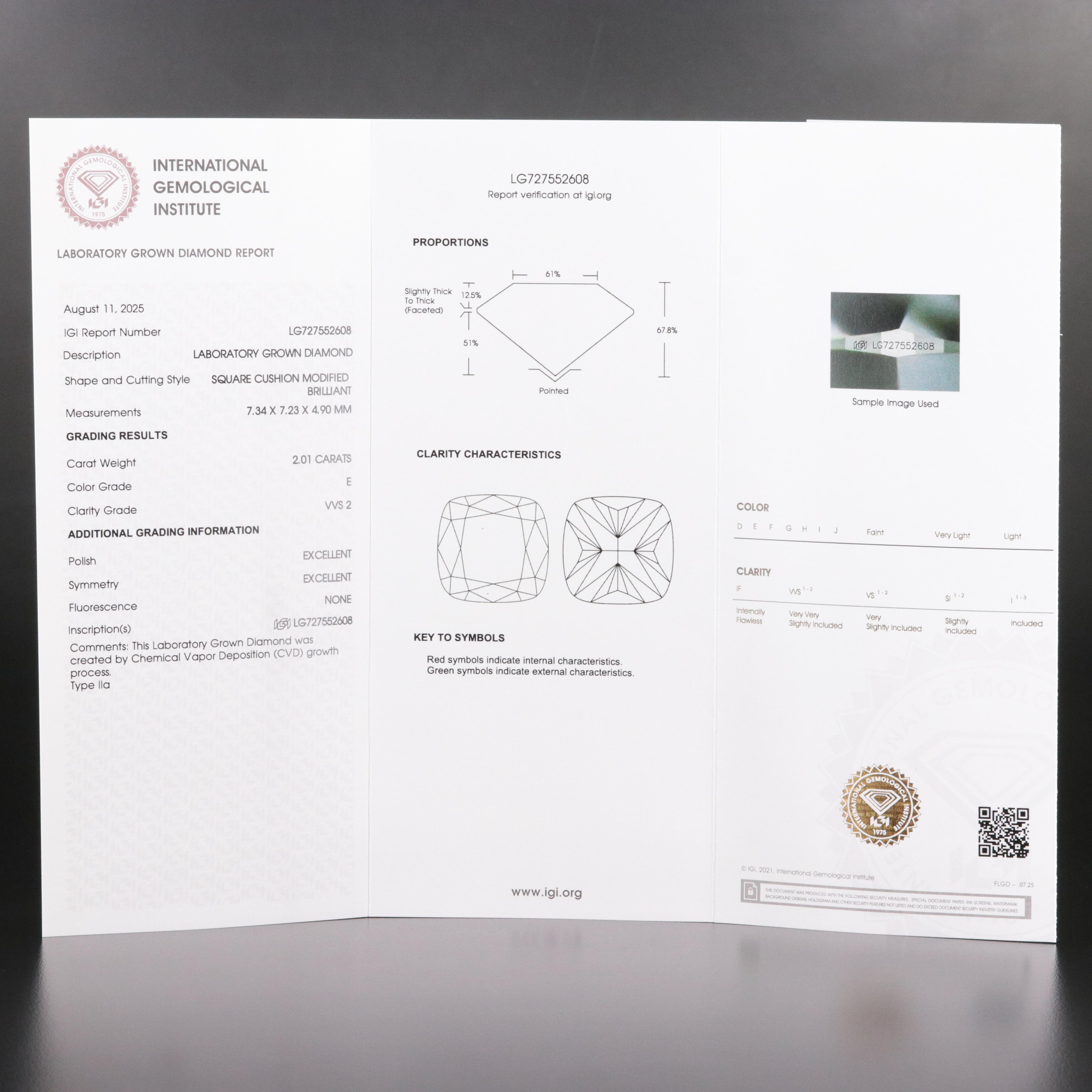 18K 2.28 CTW Lab Grown Diamond Ring with IGI Report