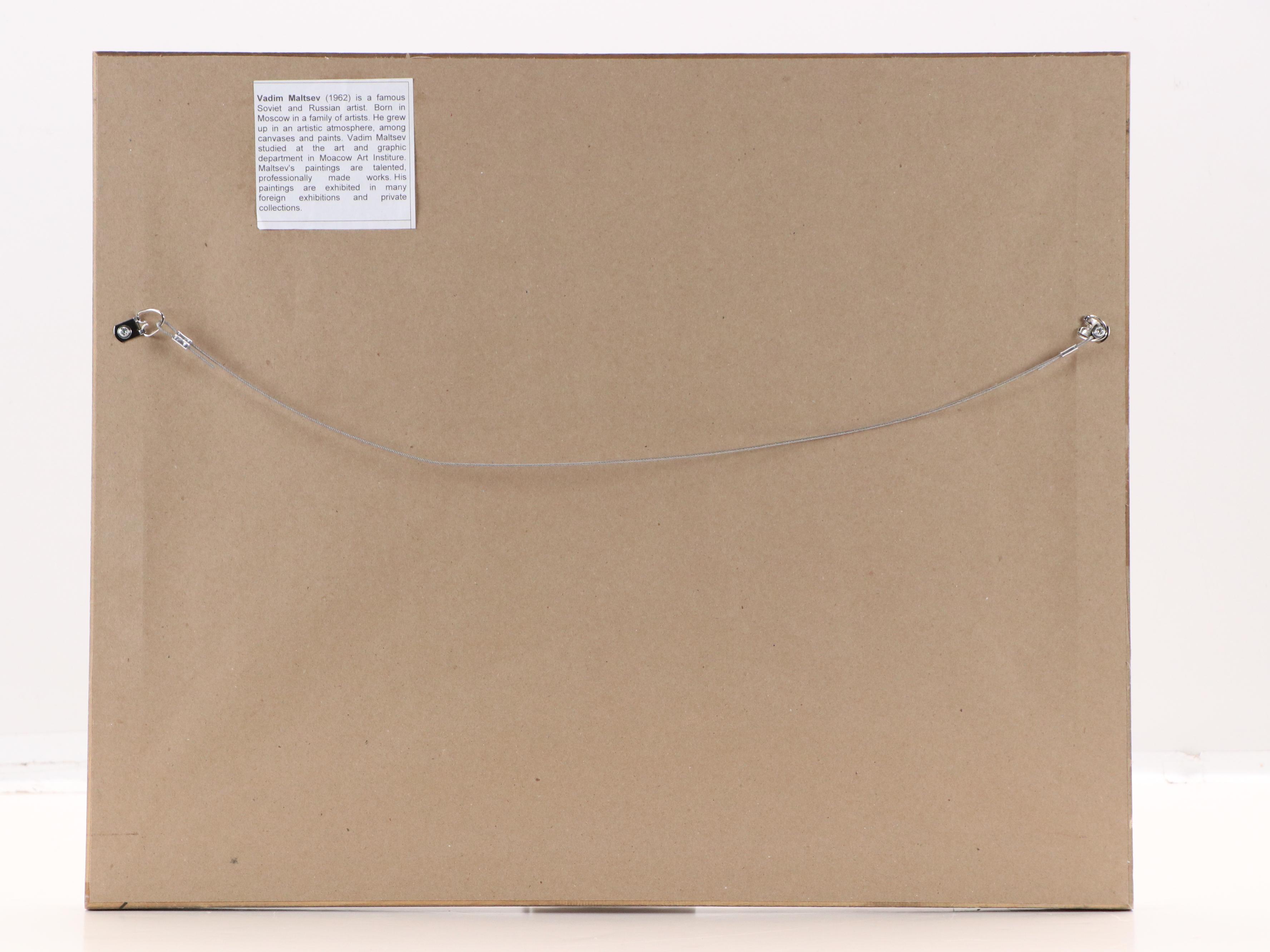 Vadim Maltsev Russian Folk Art Oil Painting "Poppies," Late 20th Century