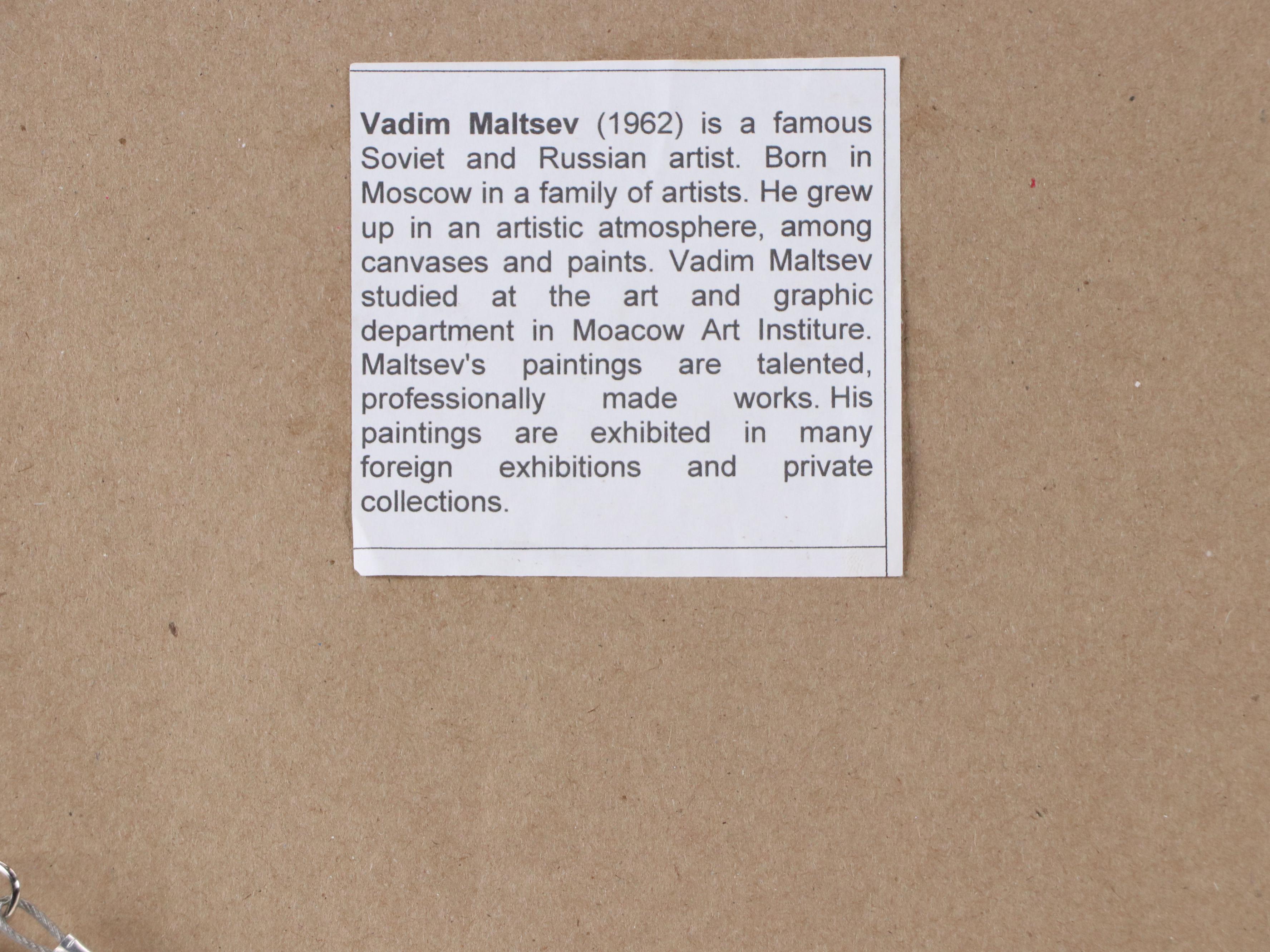 Vadim Maltsev Russian Folk Art Oil Painting "Poppies," Late 20th Century