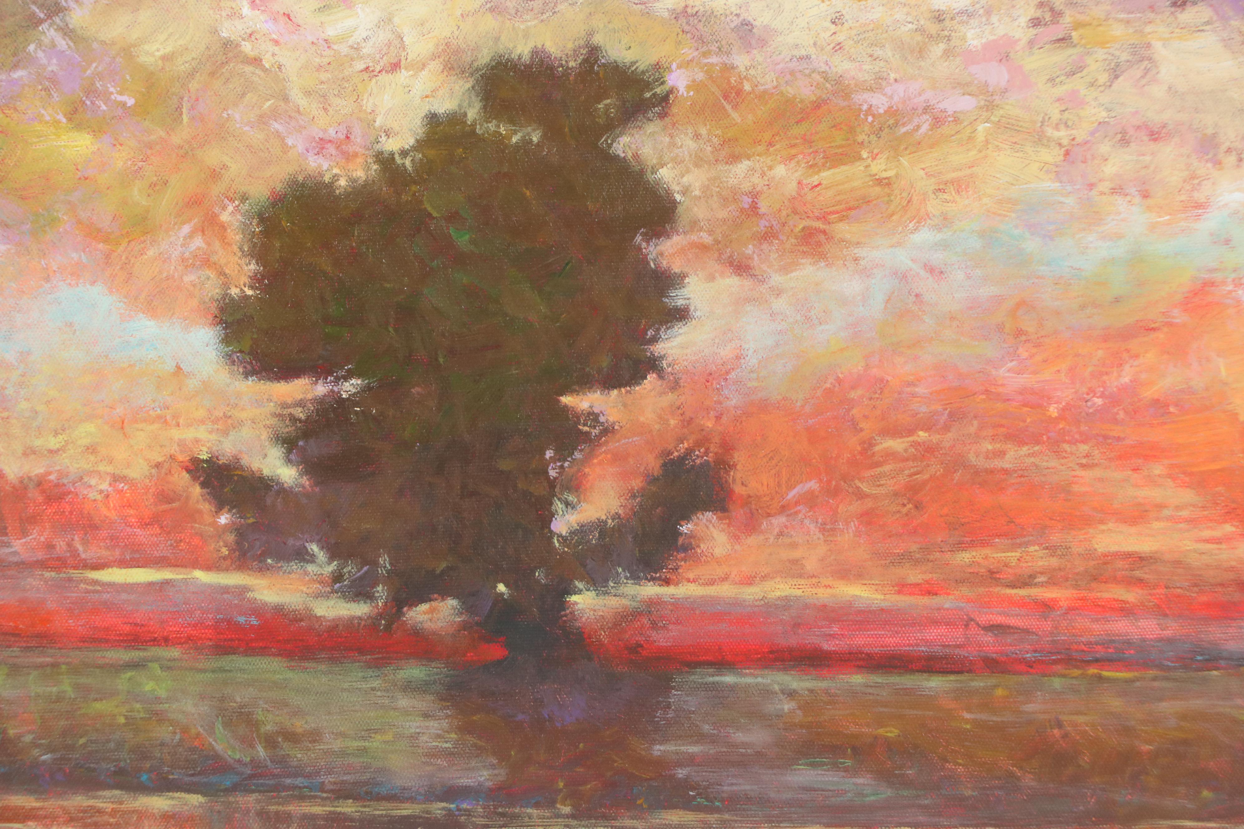 Robert Riddle Baker Landscape Acrylic Painting "The Fire of Summer," 2024
