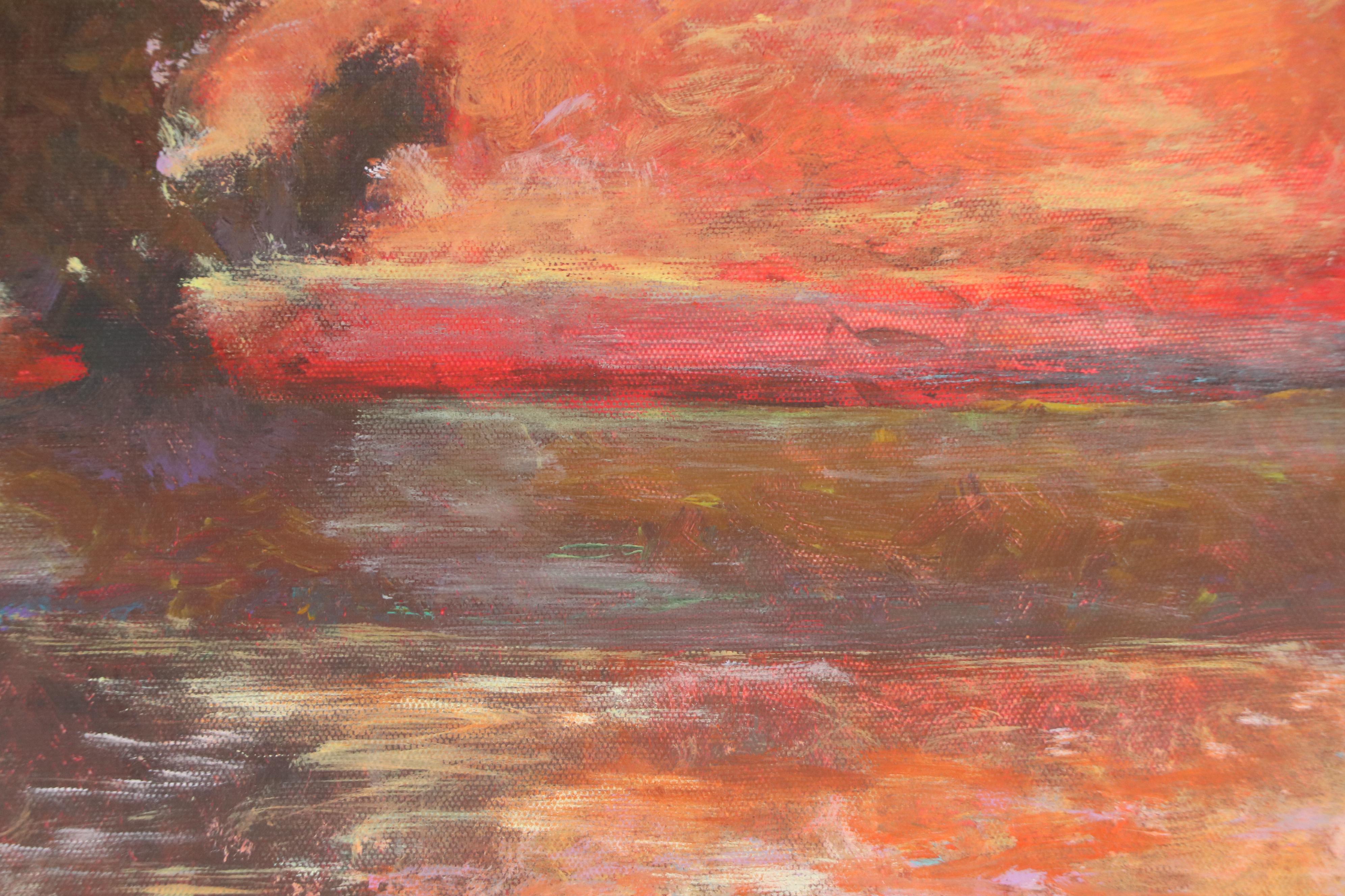 Robert Riddle Baker Landscape Acrylic Painting "The Fire of Summer," 2024