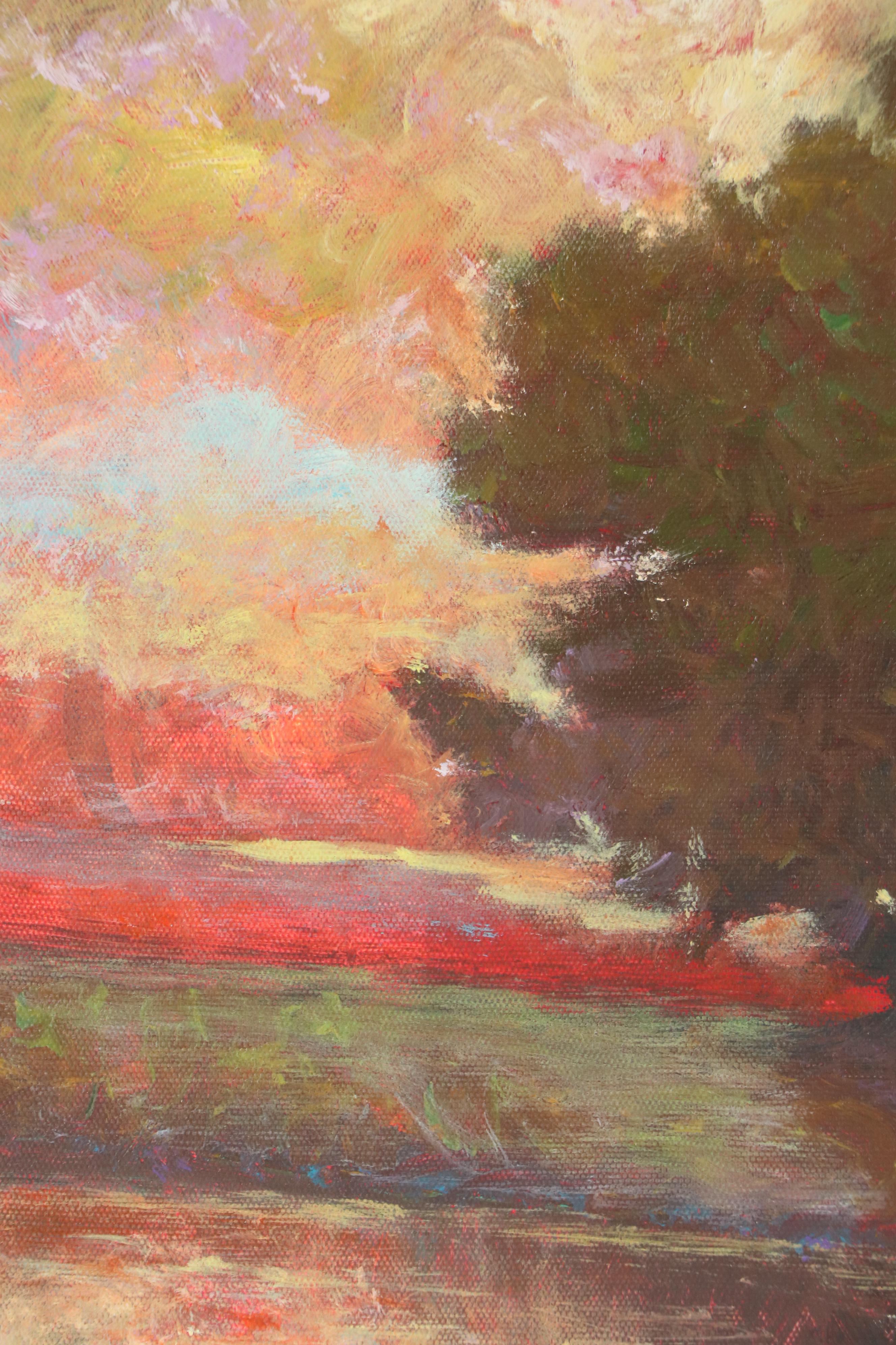 Robert Riddle Baker Landscape Acrylic Painting "The Fire of Summer," 2024