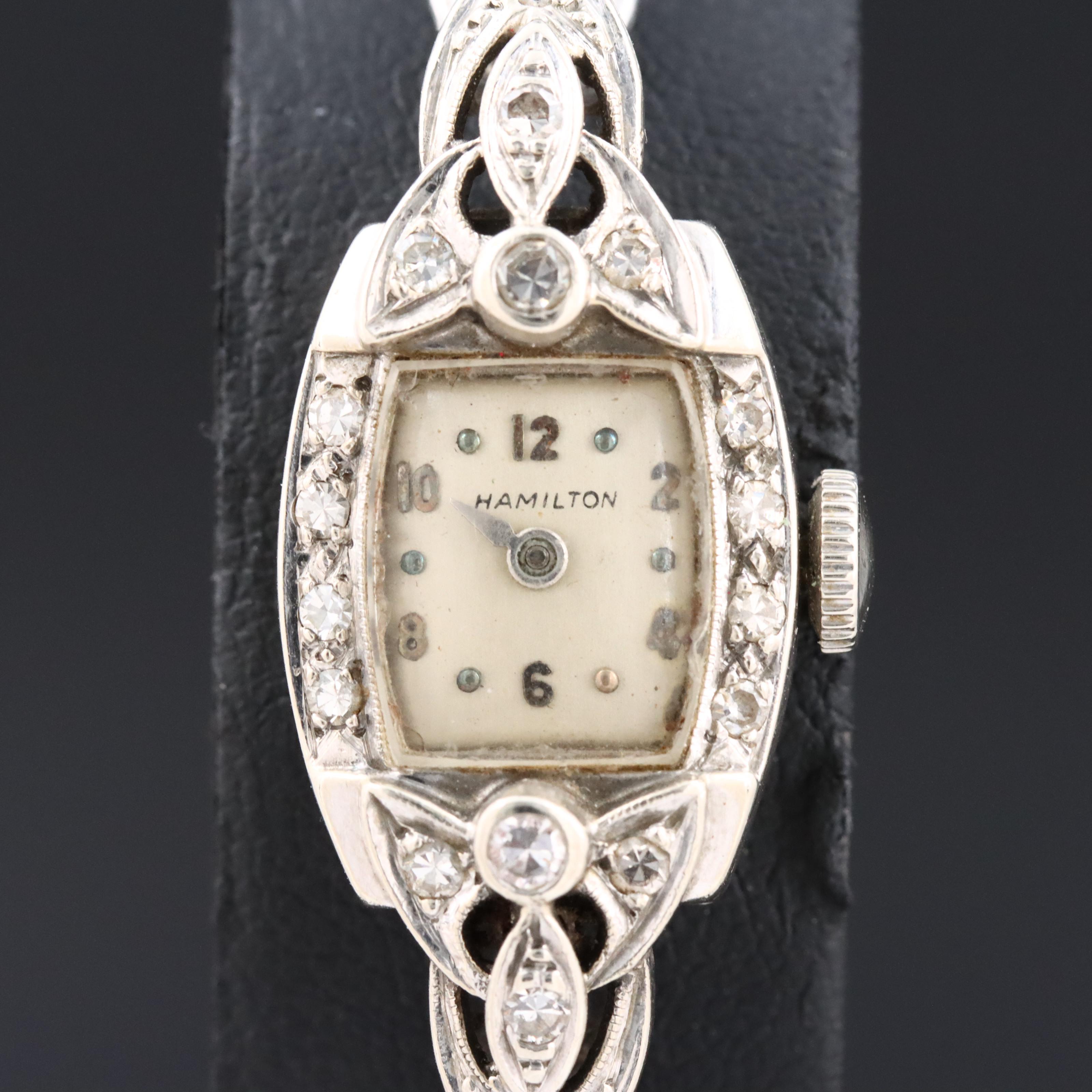 Hamilton 14K Diamond Stem Wind Watch