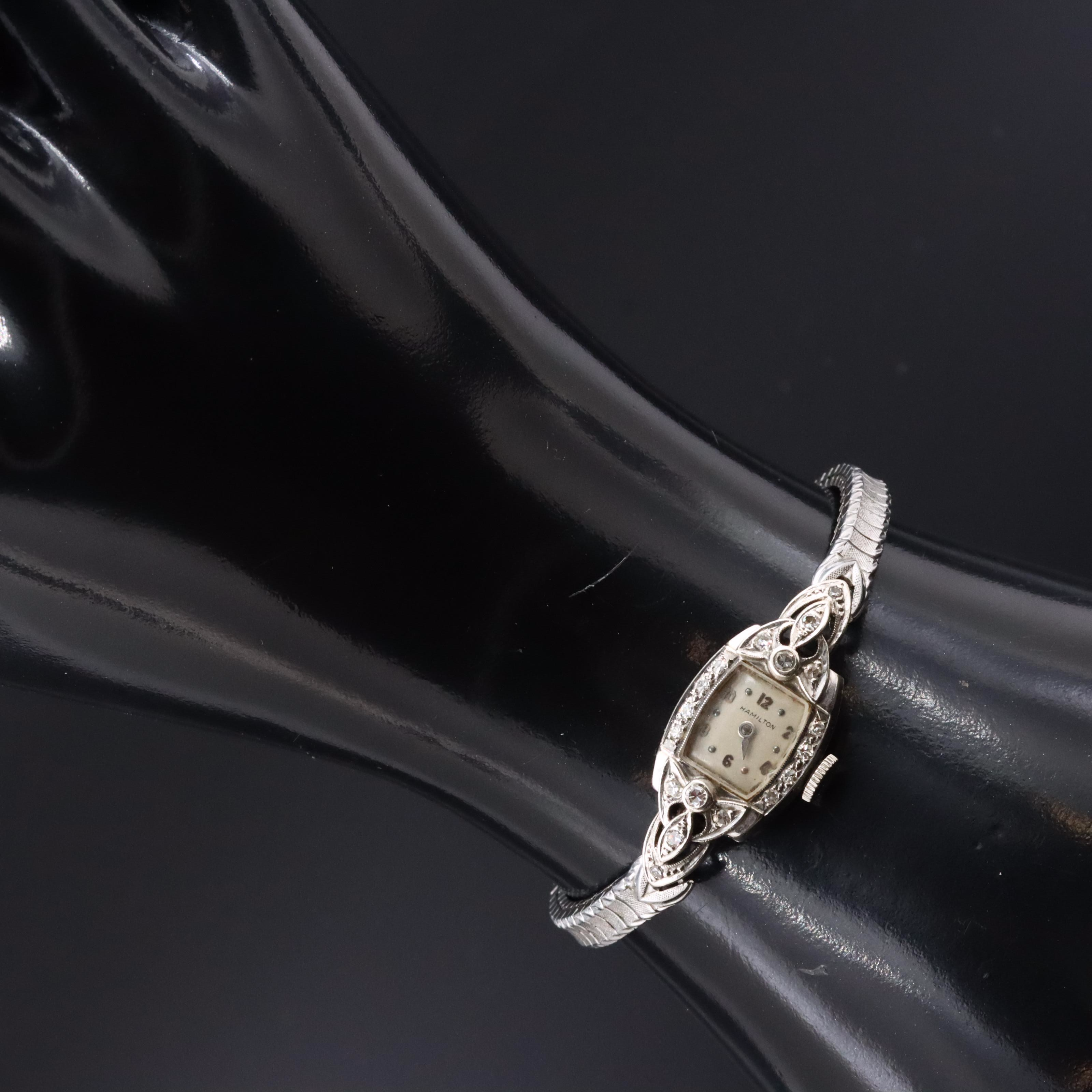 Hamilton 14K Diamond Stem Wind Watch