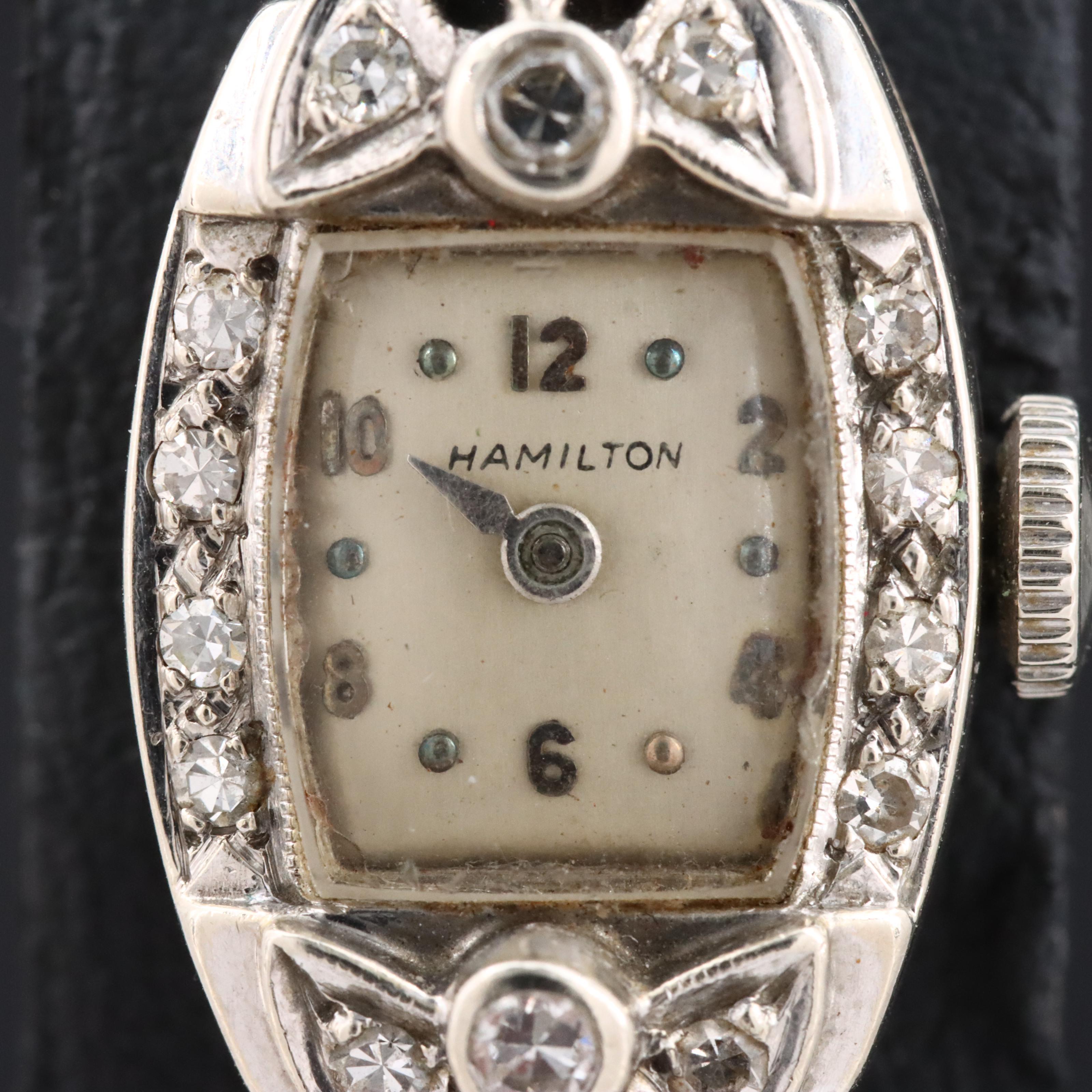Hamilton 14K Diamond Stem Wind Watch