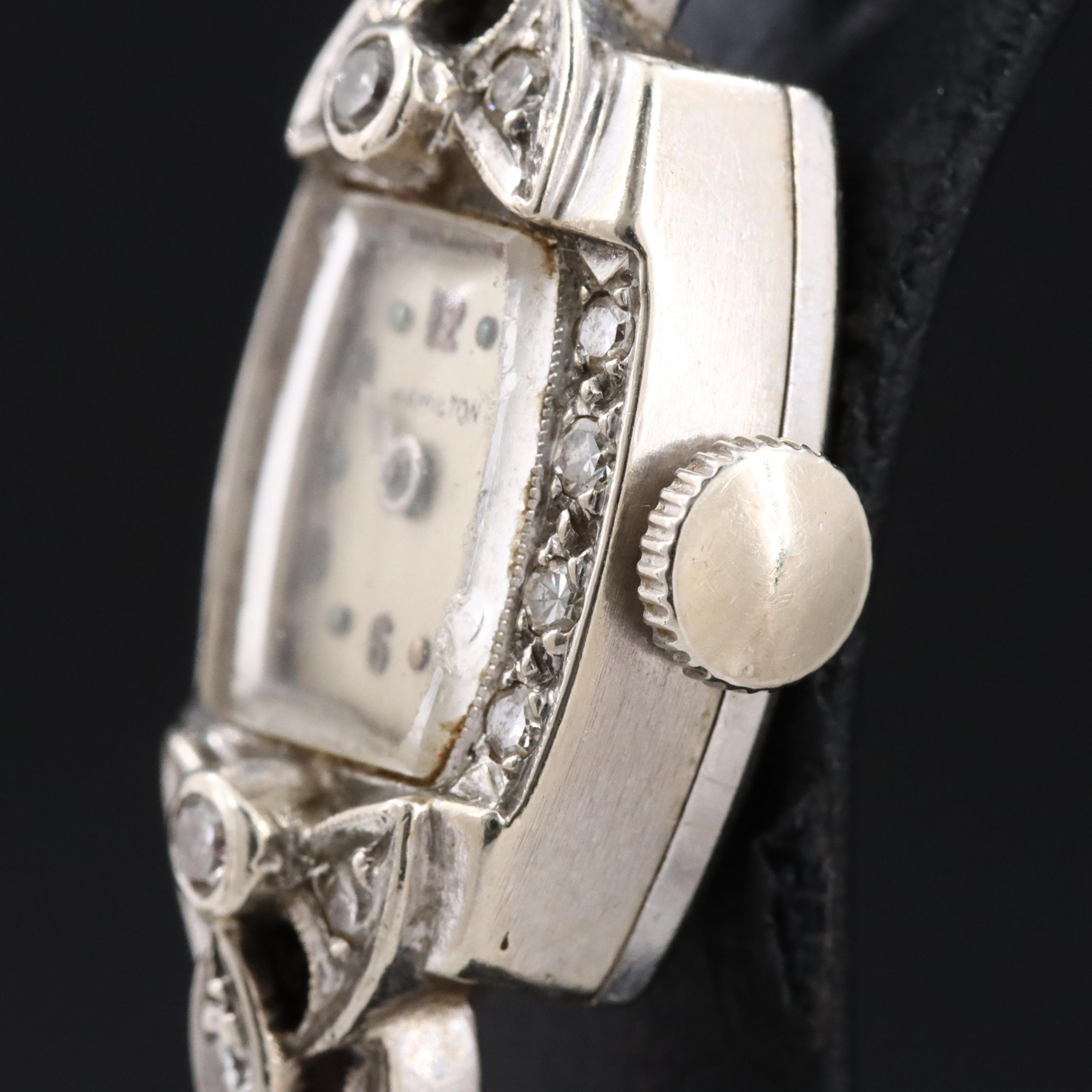 Hamilton 14K Diamond Stem Wind Watch
