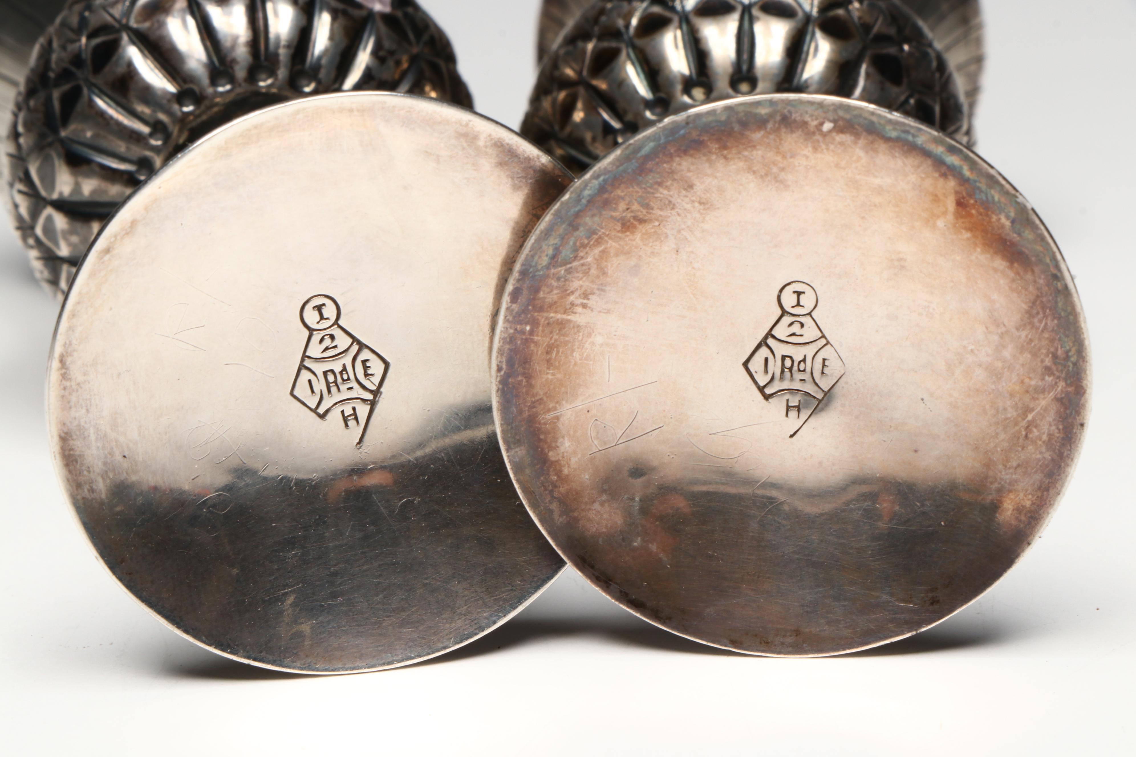 Antique Lewis & Alexander Scottish Sterling Silver Thistle Whiskey Tots, 1887