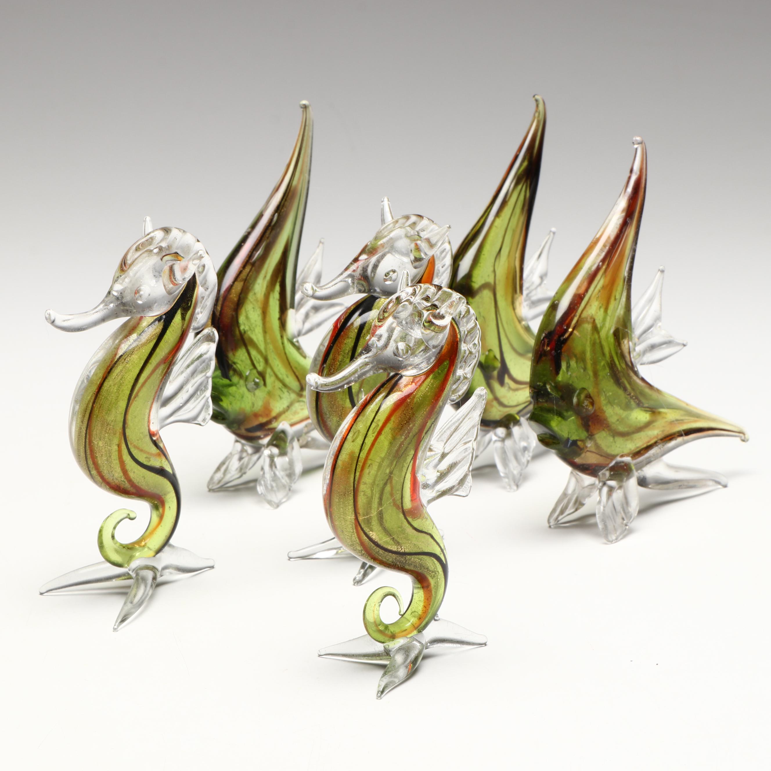 Blown Glass Angel Fish and Seahorses
