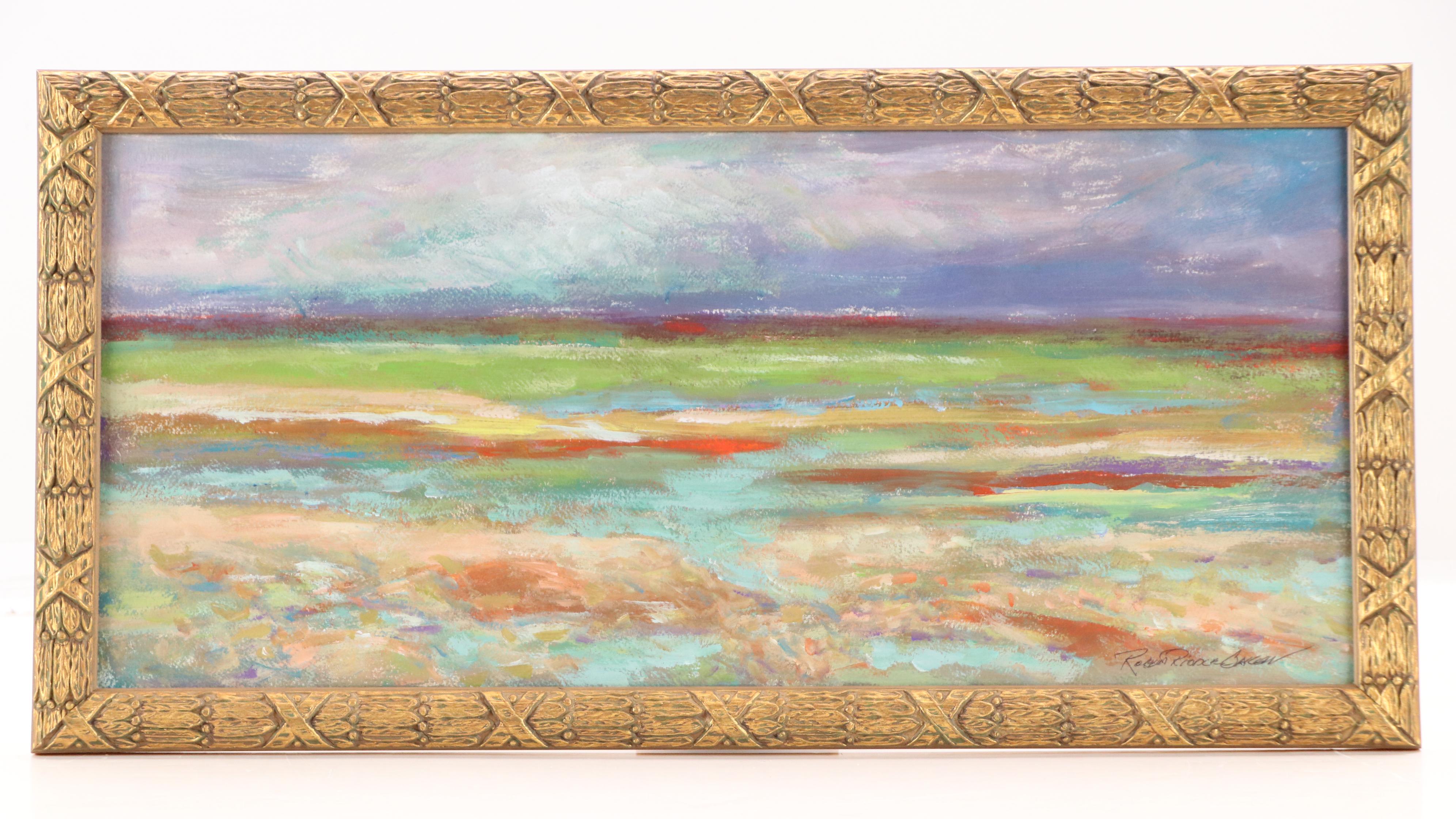 Robert Riddle Baker Landscape Acrylic Painting "Storm at Stone Beach," 2024