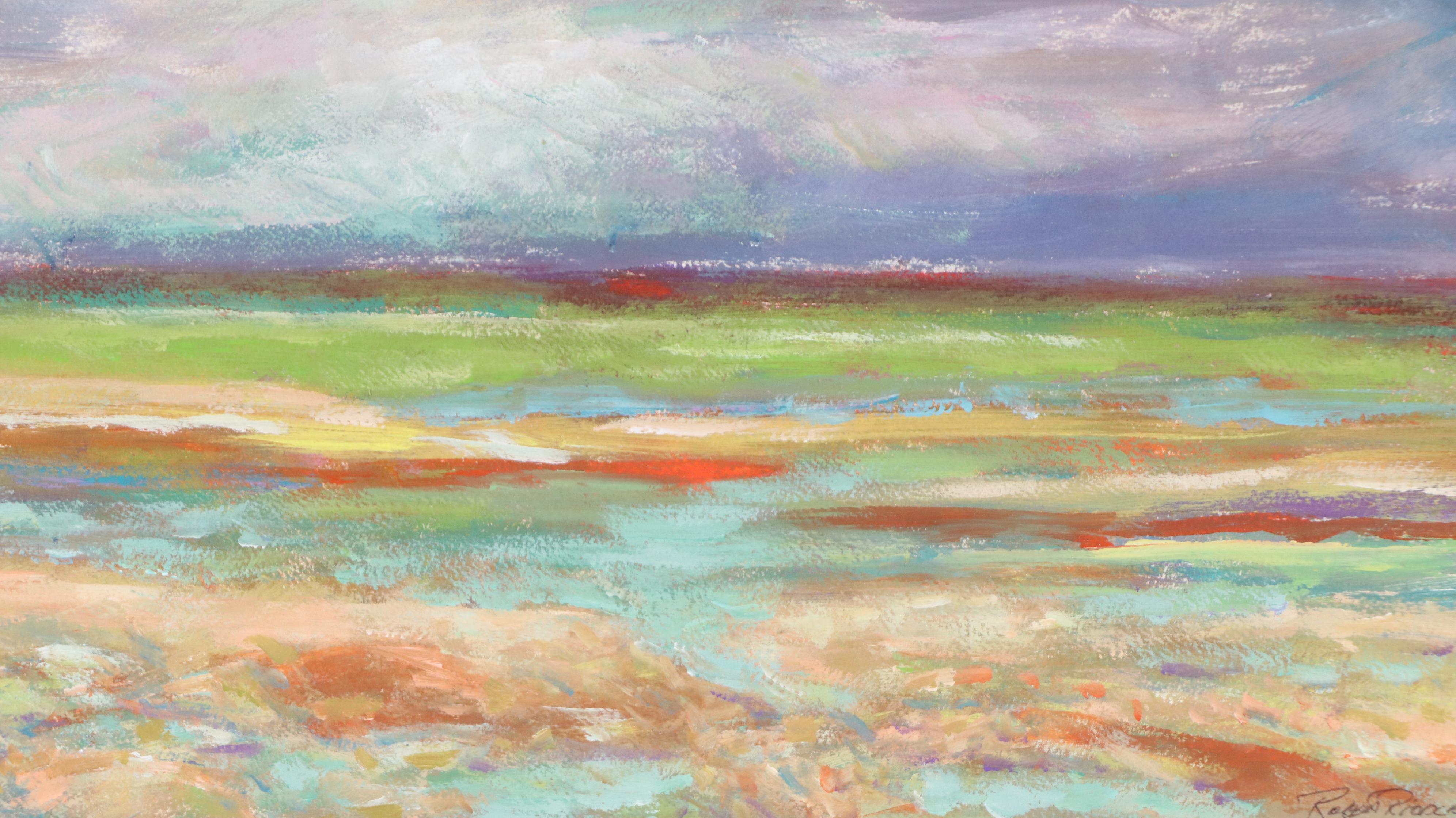 Robert Riddle Baker Landscape Acrylic Painting "Storm at Stone Beach," 2024