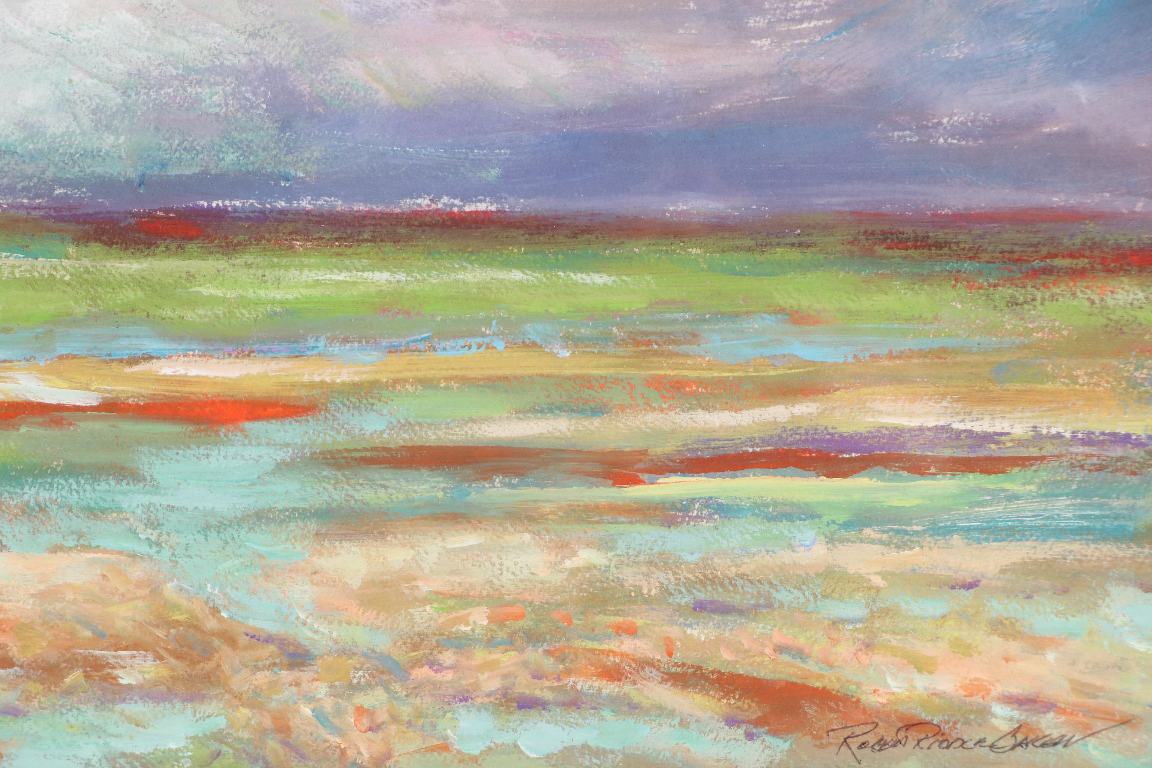 Robert Riddle Baker Landscape Acrylic Painting "Storm at Stone Beach," 2024