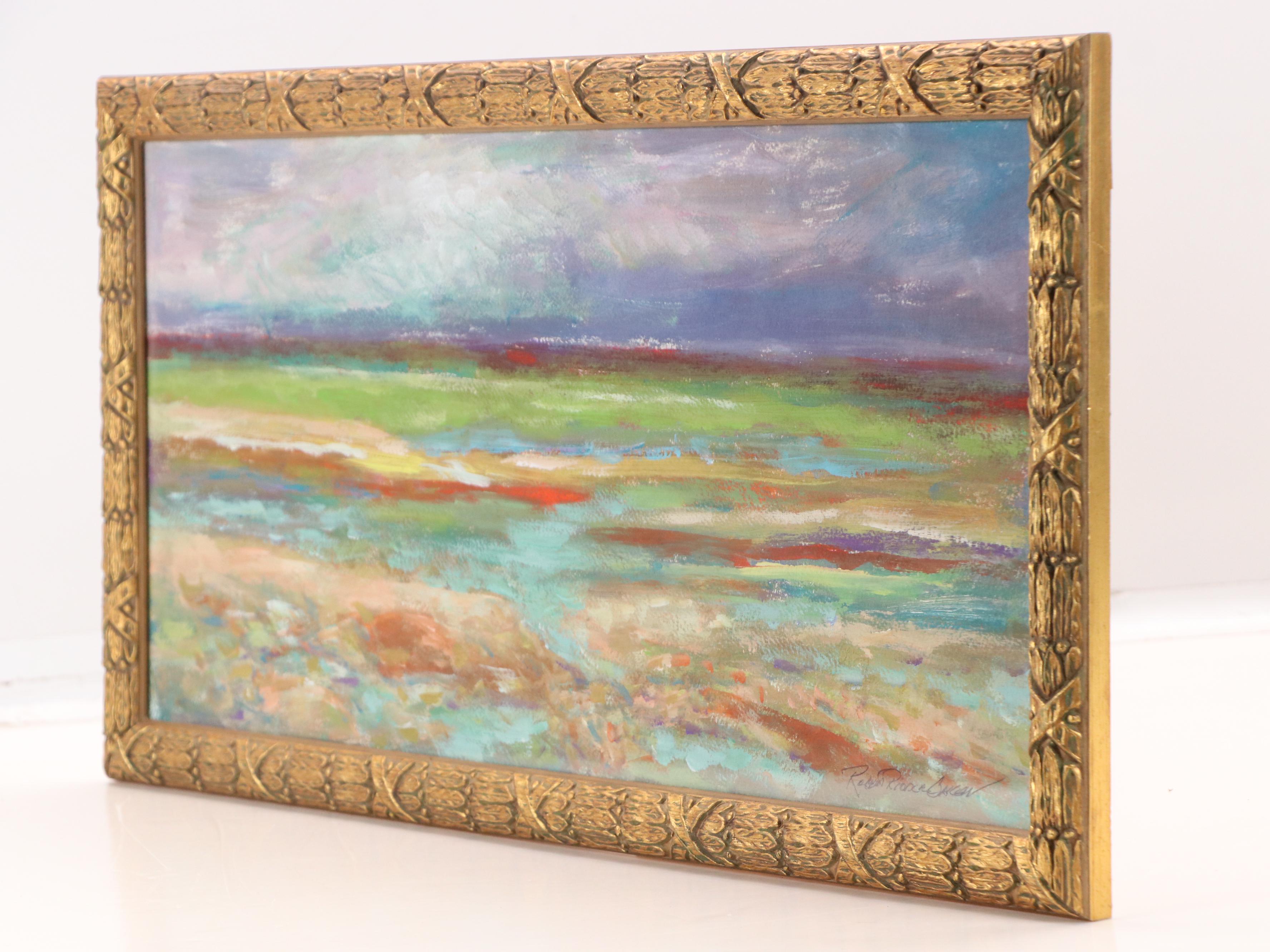 Robert Riddle Baker Landscape Acrylic Painting "Storm at Stone Beach," 2024