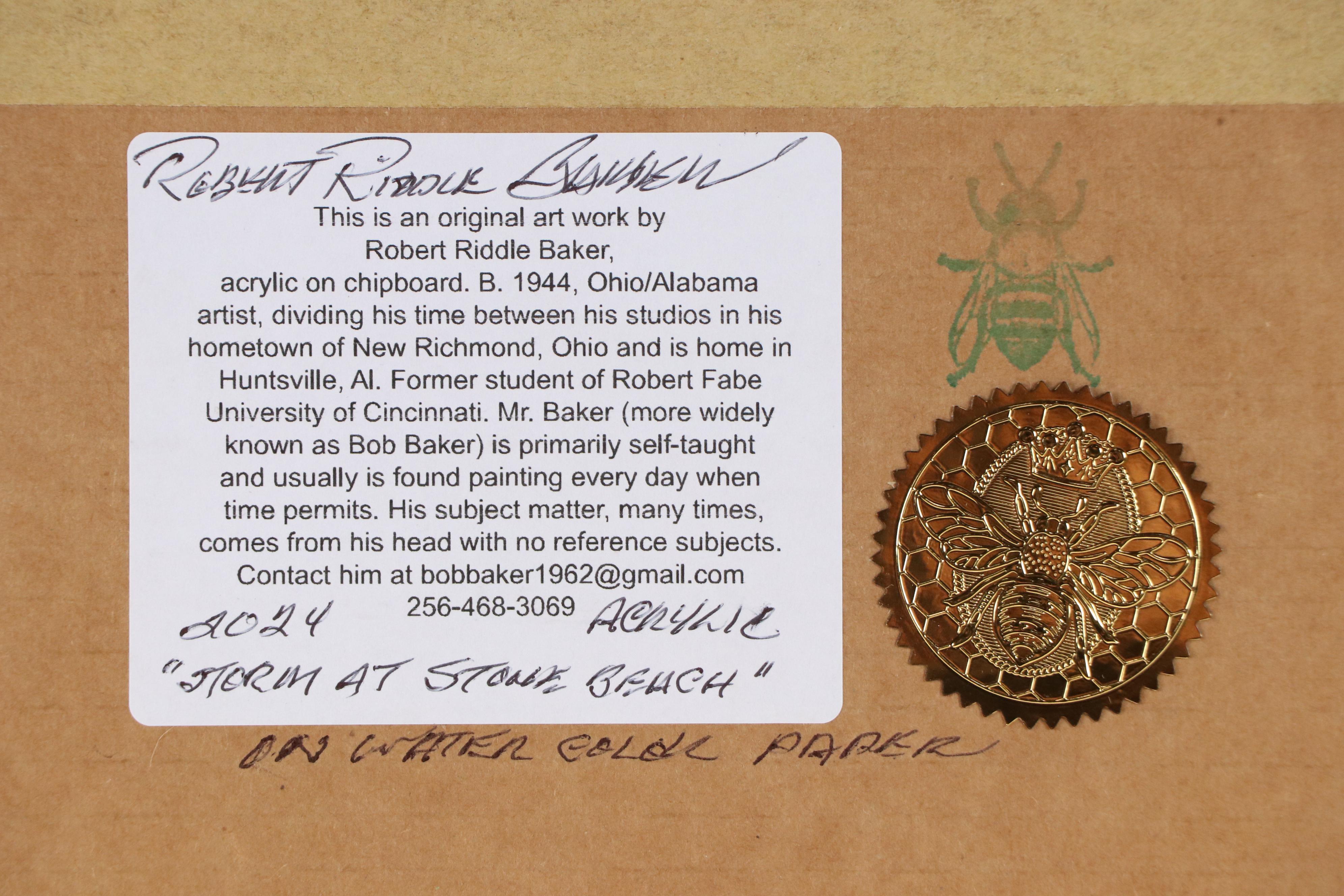 Robert Riddle Baker Landscape Acrylic Painting "Storm at Stone Beach," 2024