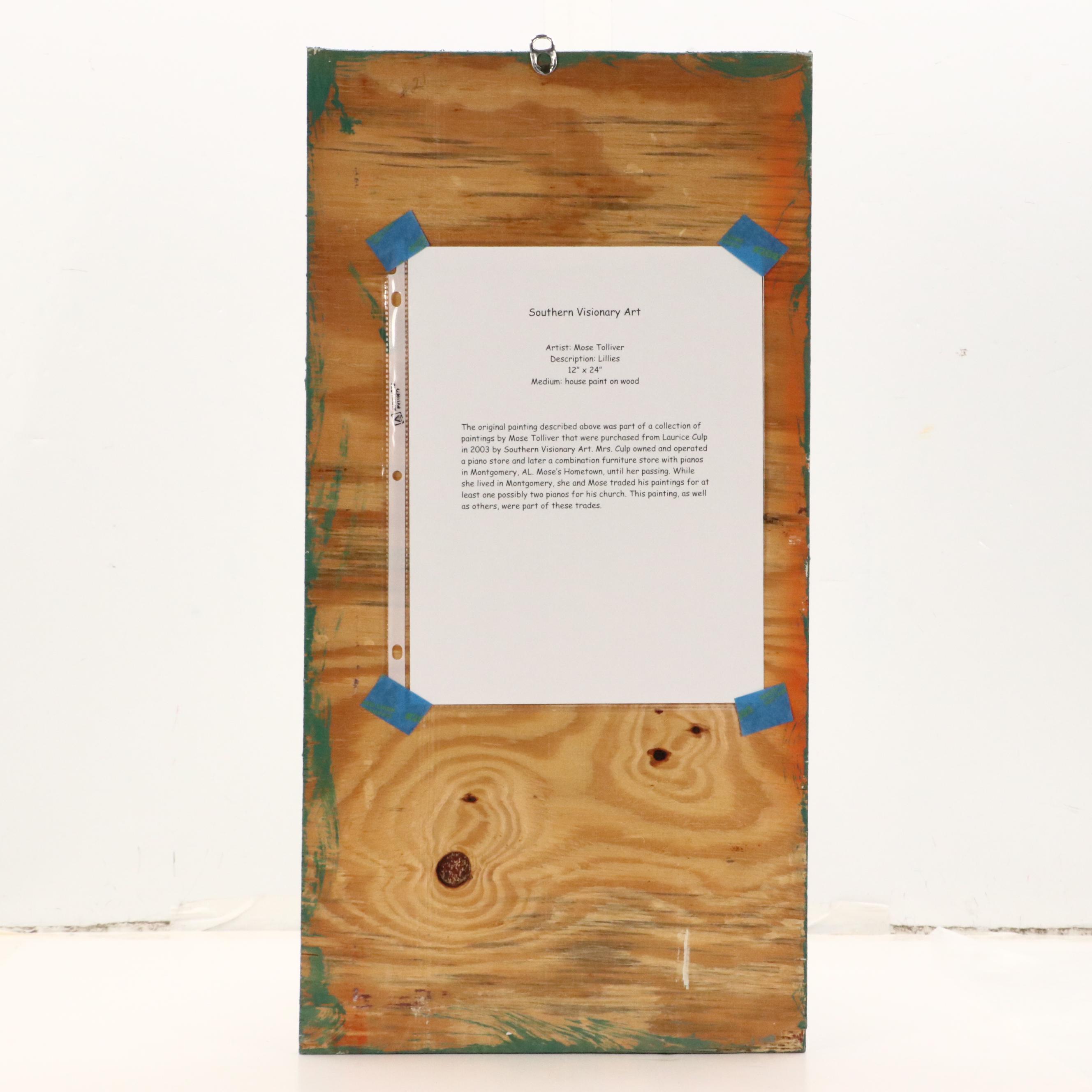 Mose Tolliver Folk Art Painting "Lillies," Circa 1980