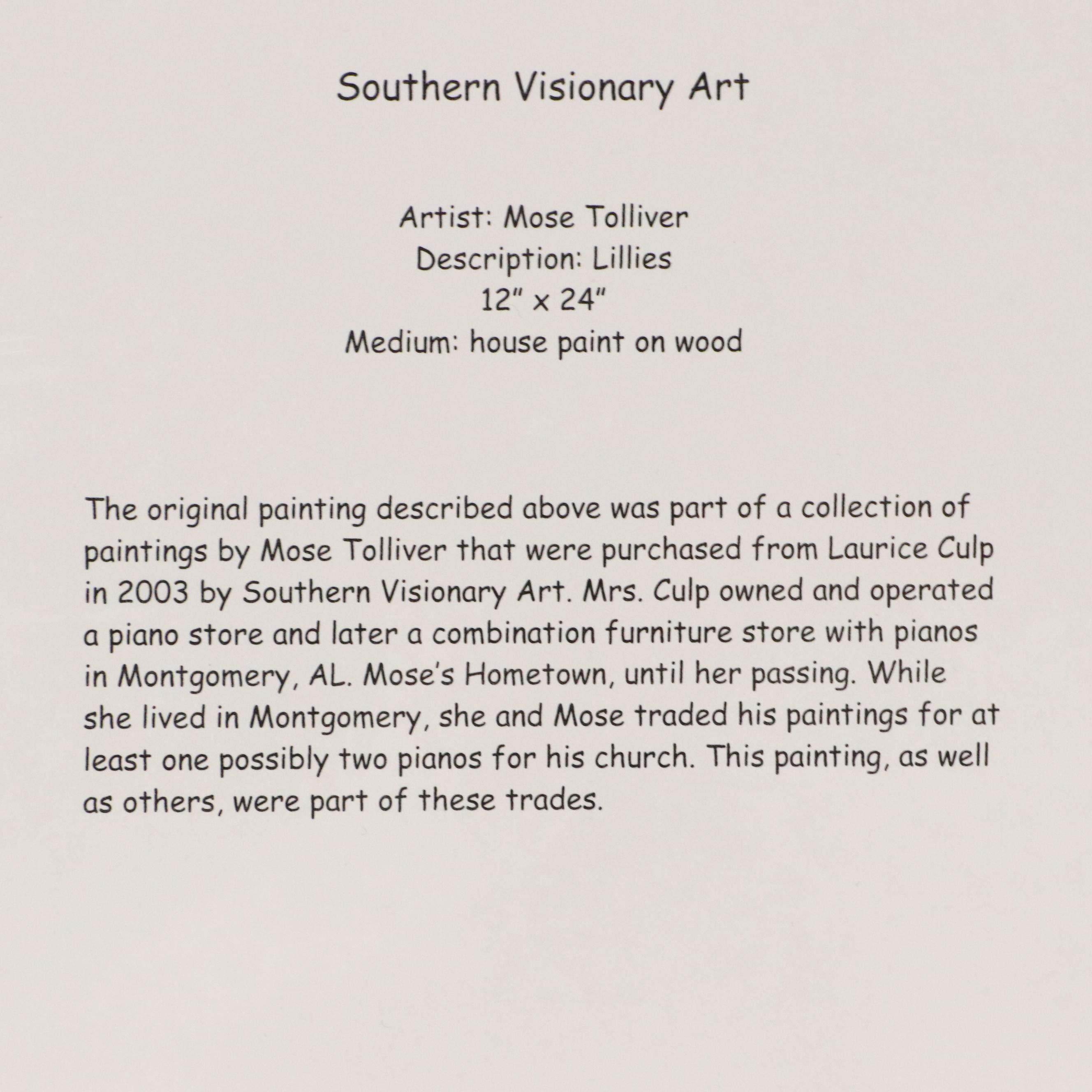 Mose Tolliver Folk Art Painting "Lillies," Circa 1980