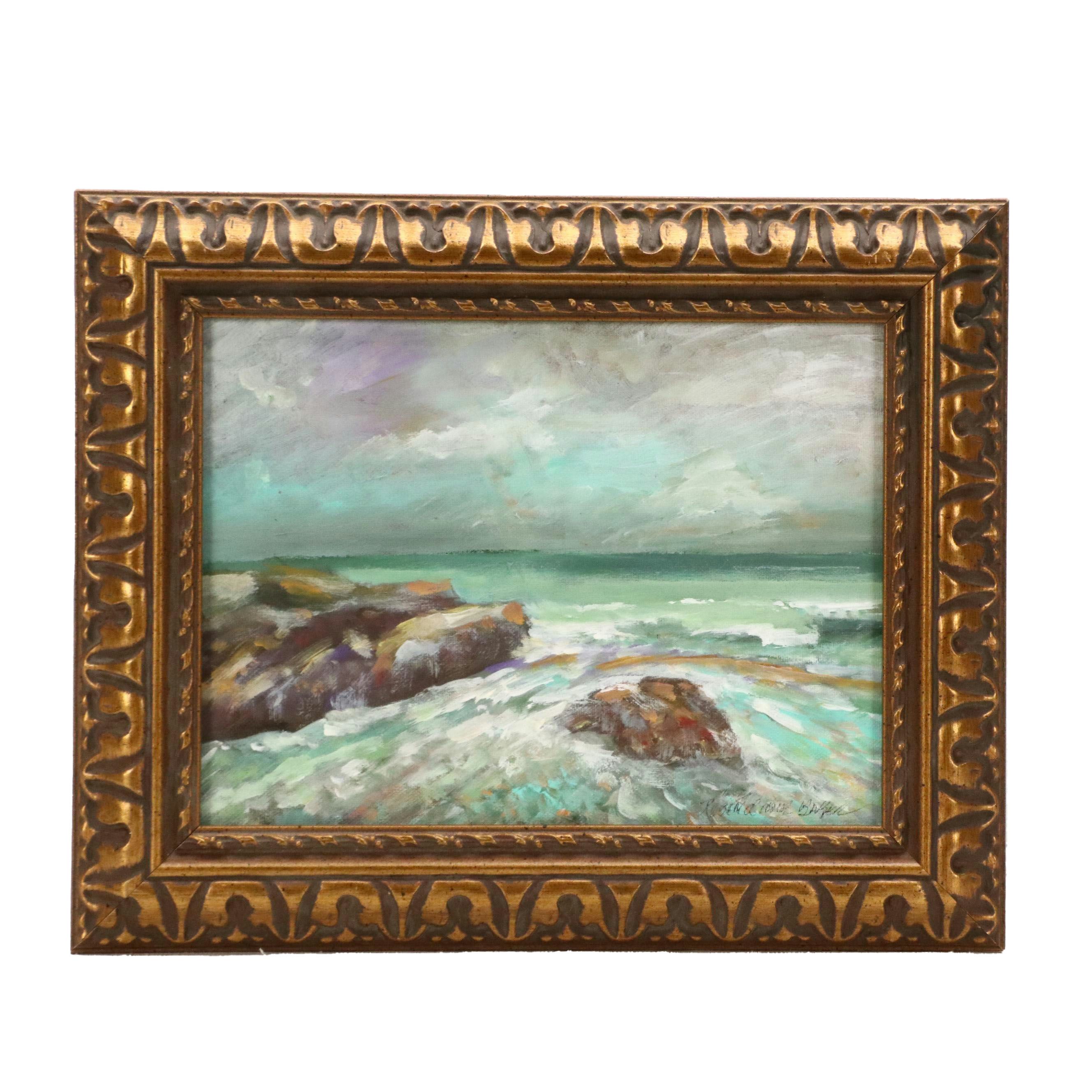 Robert Riddle Baker Coastal Acrylic Painting, 2022