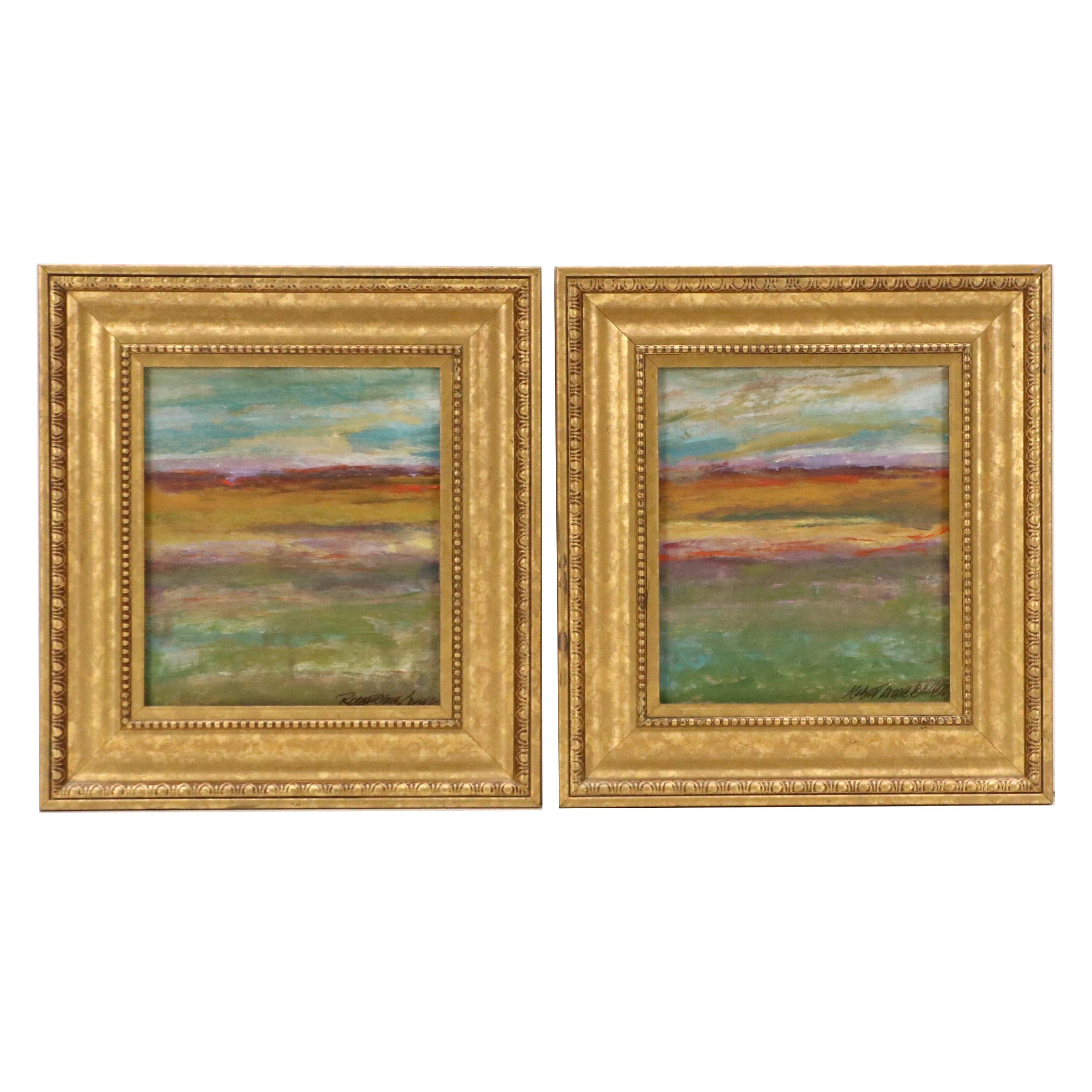 Robert Riddle Baker Landscape Acrylic Diptych "Mid Day," 2024