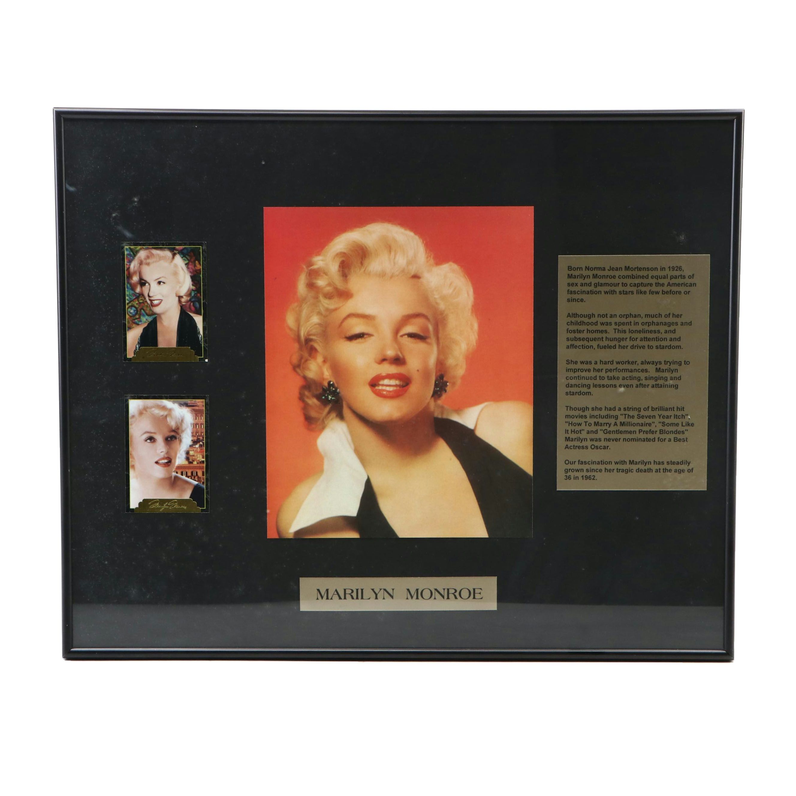 Marilyn Monroe Wall Hanging Including Photograph and Trading Cards