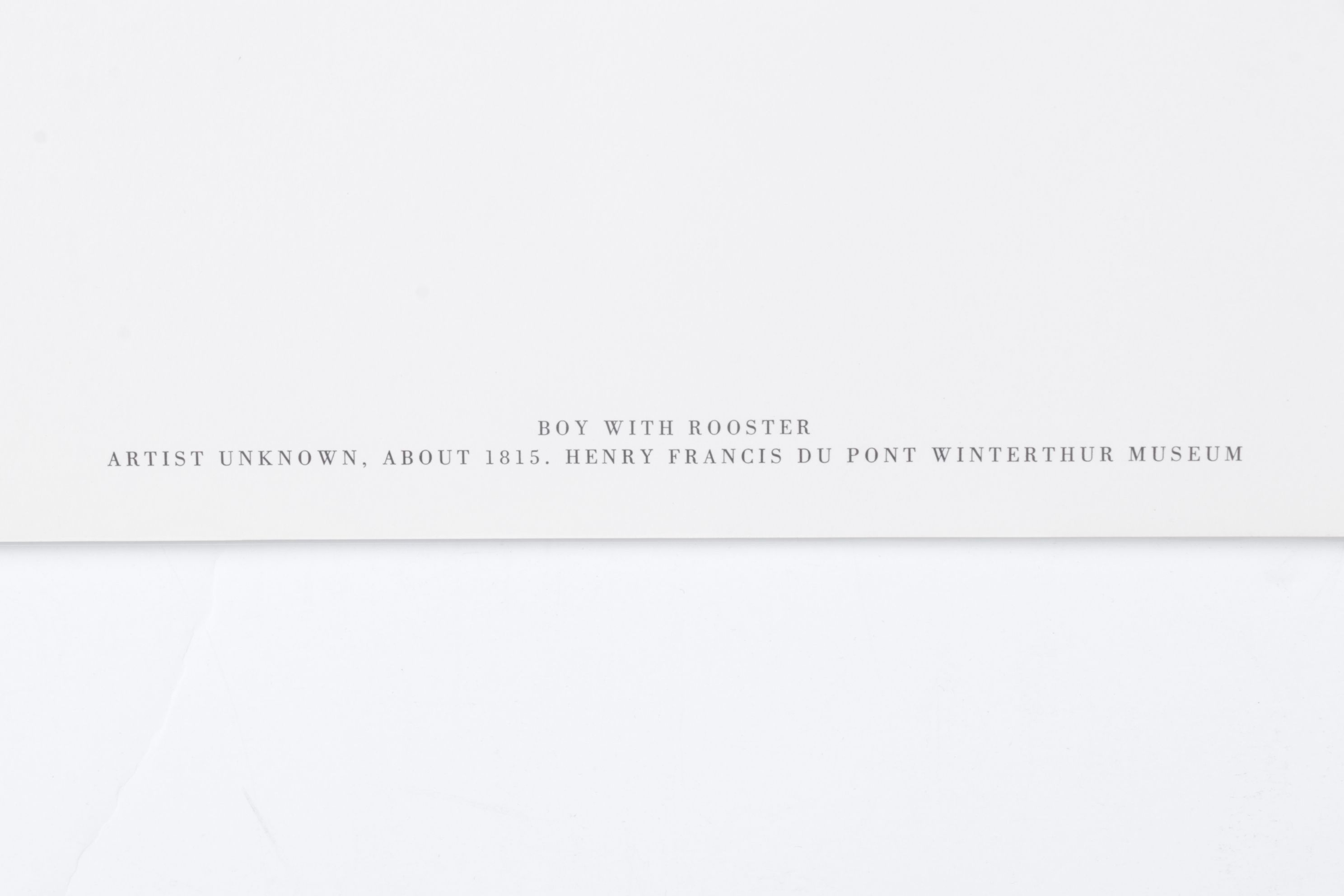 Folk Art Offset Lithograph "Boy With Rooster"