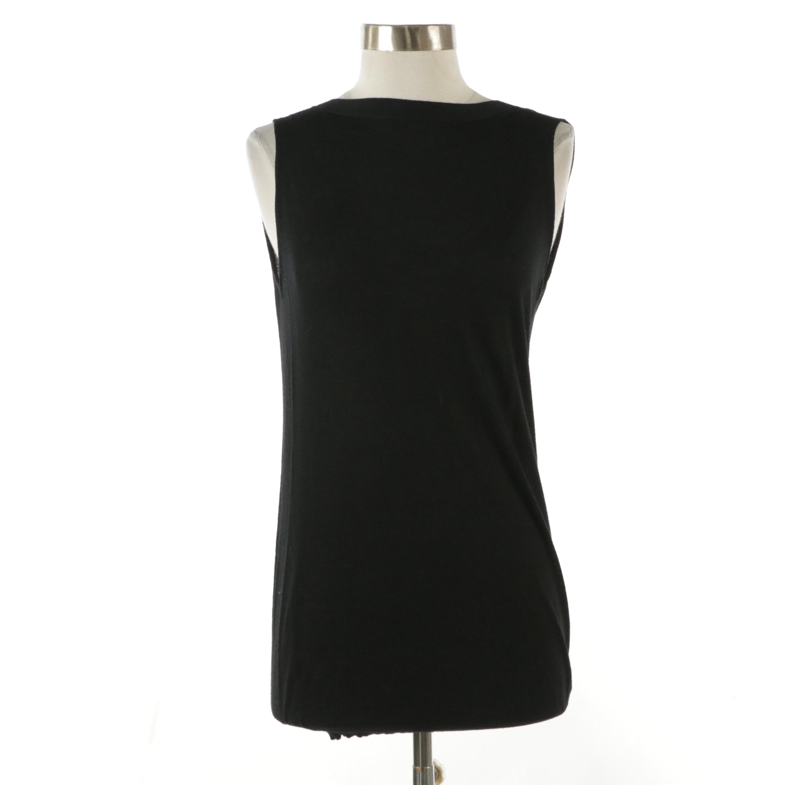 Prada Black Knit Sleeveless Top with Open Crisscross and Tie Strap in Back