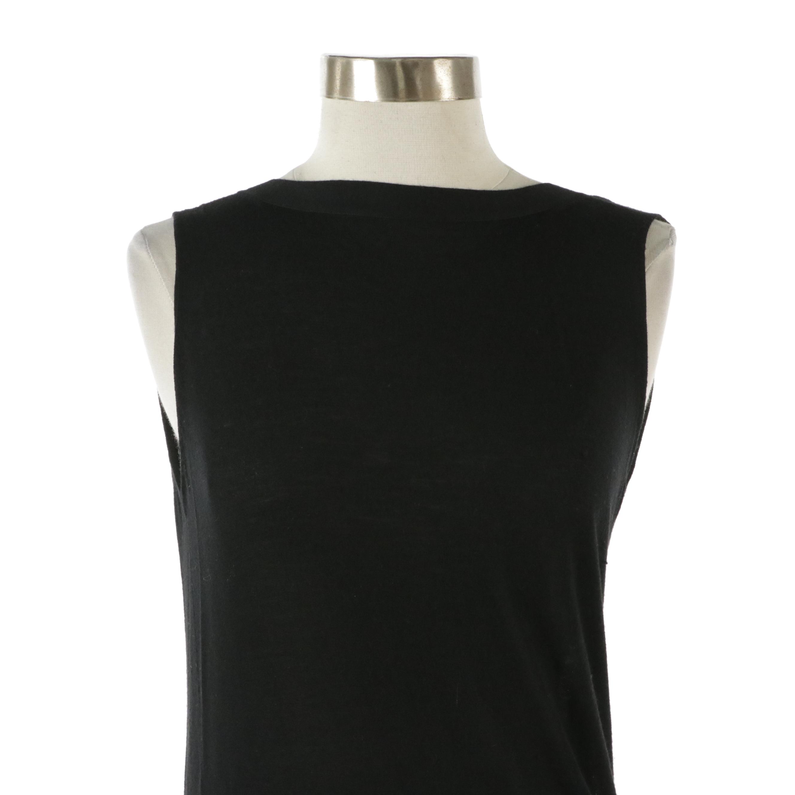 Prada Black Knit Sleeveless Top with Open Crisscross and Tie Strap in Back
