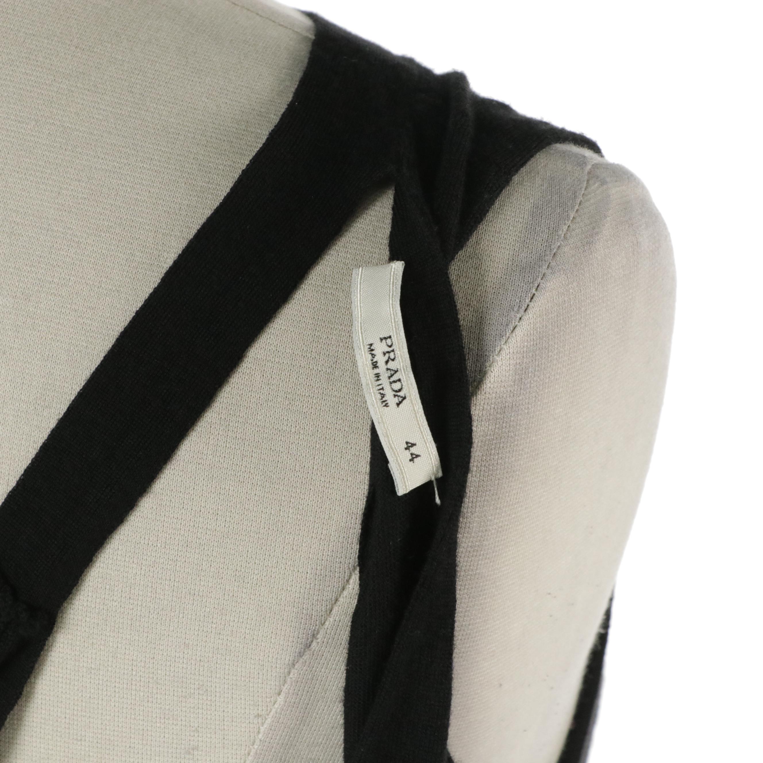 Prada Black Knit Sleeveless Top with Open Crisscross and Tie Strap in Back