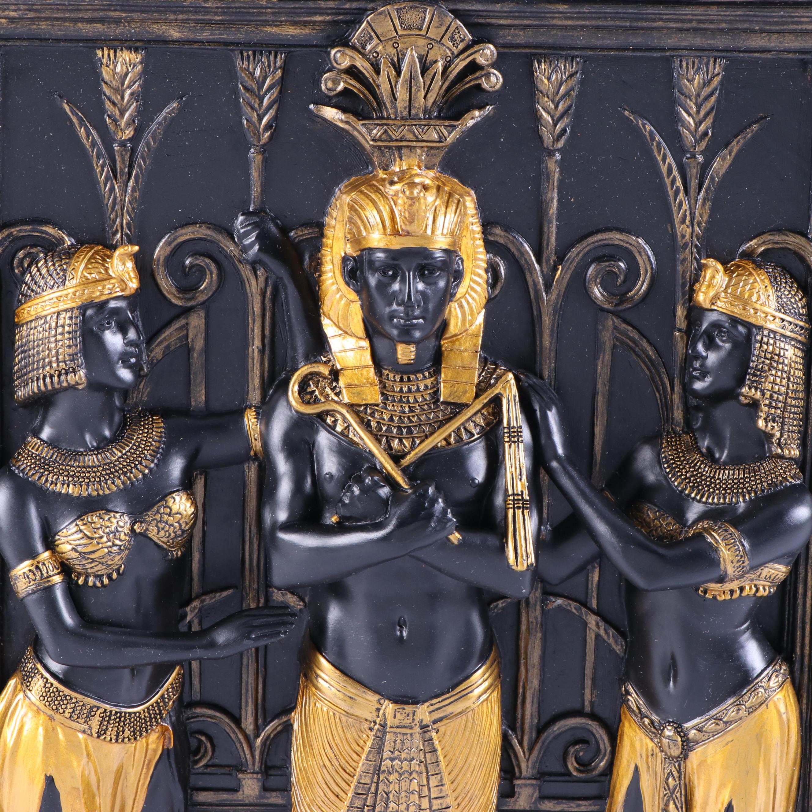 Veronese Design Egyptian Style Resin Wall Plaque and Figures with Lidded Box