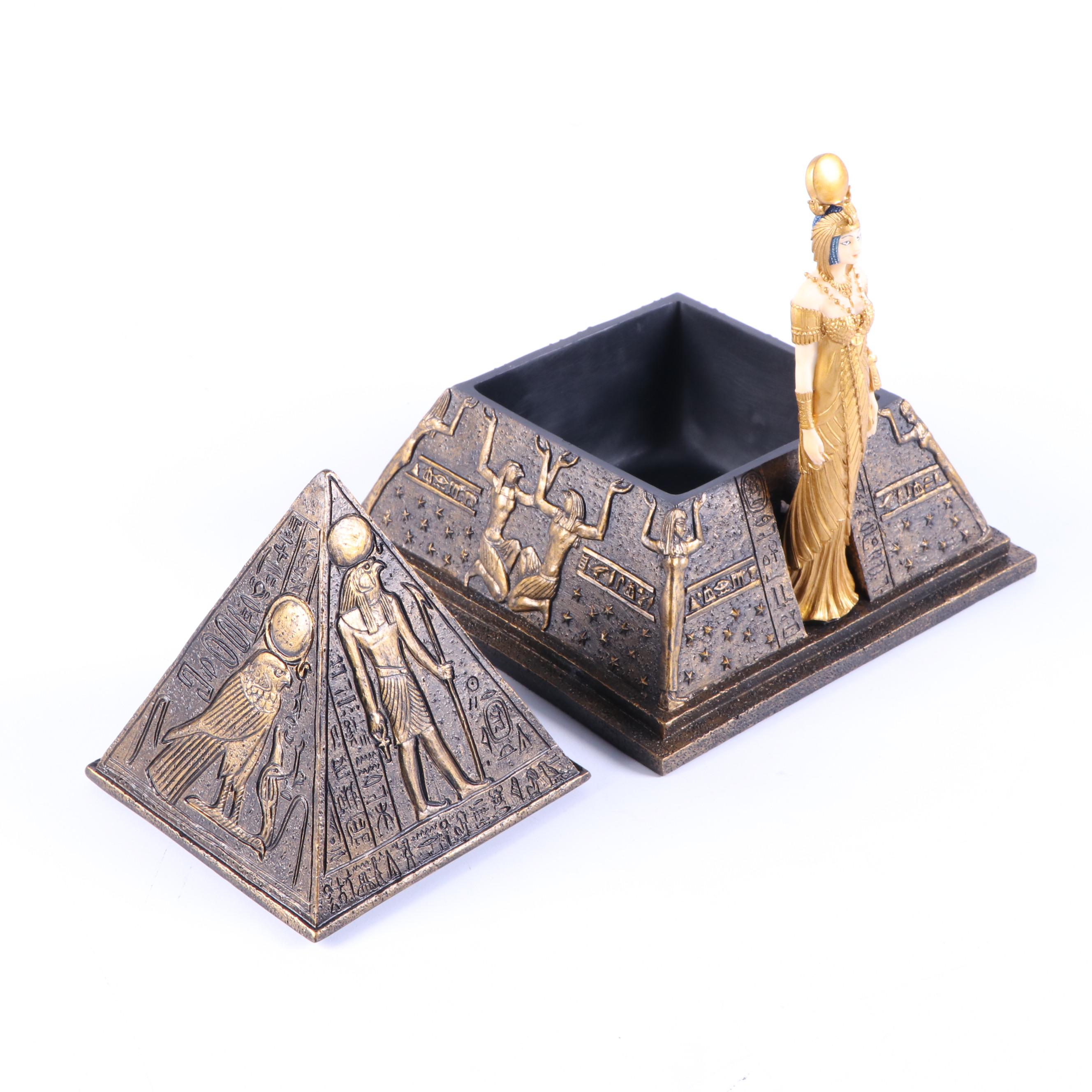 Veronese Design Egyptian Style Resin Wall Plaque and Figures with Lidded Box