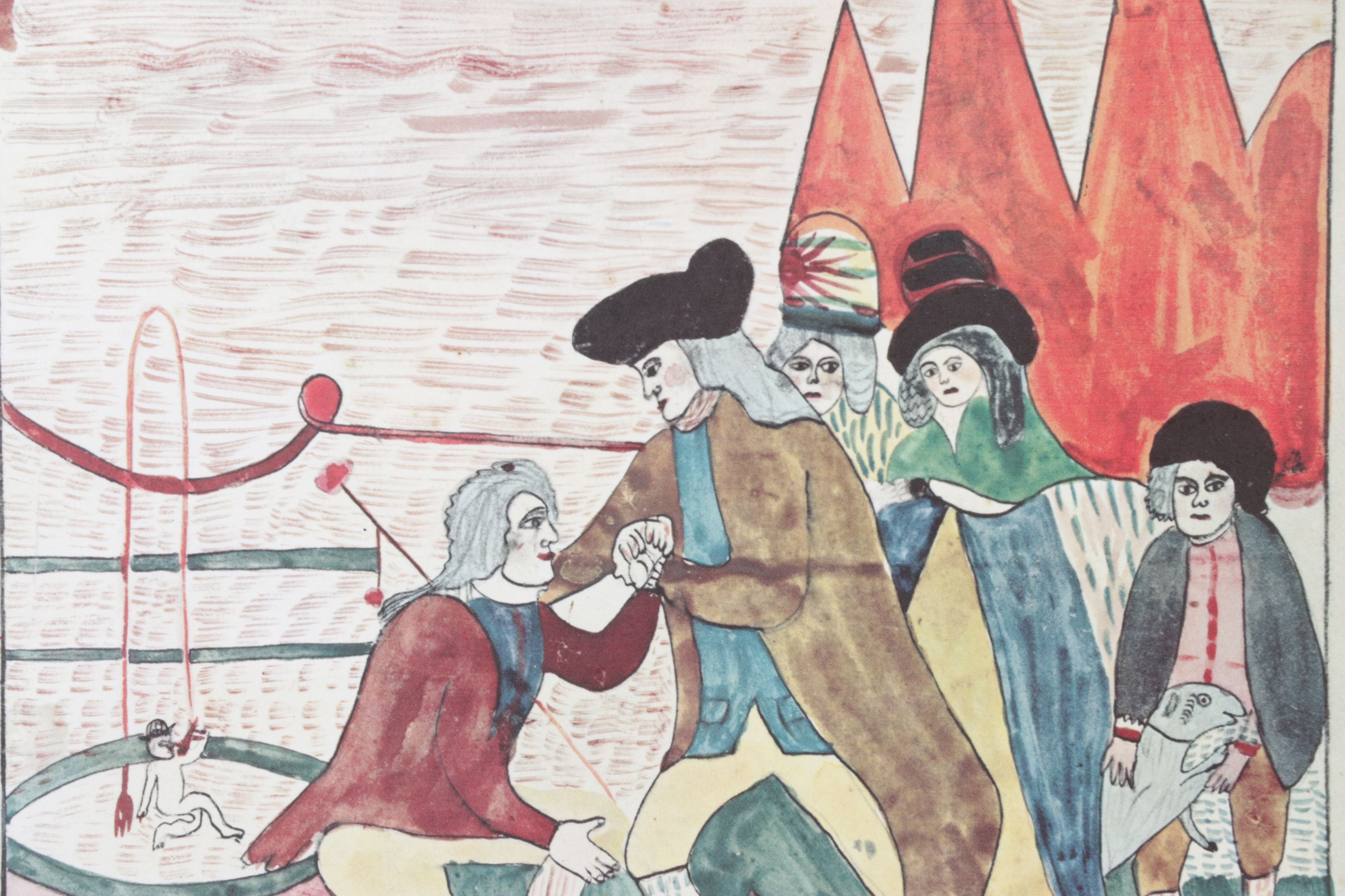 Folk Art Offset Lithograph after Mary Ann Willson "The Prodigal Son Reclaimed"