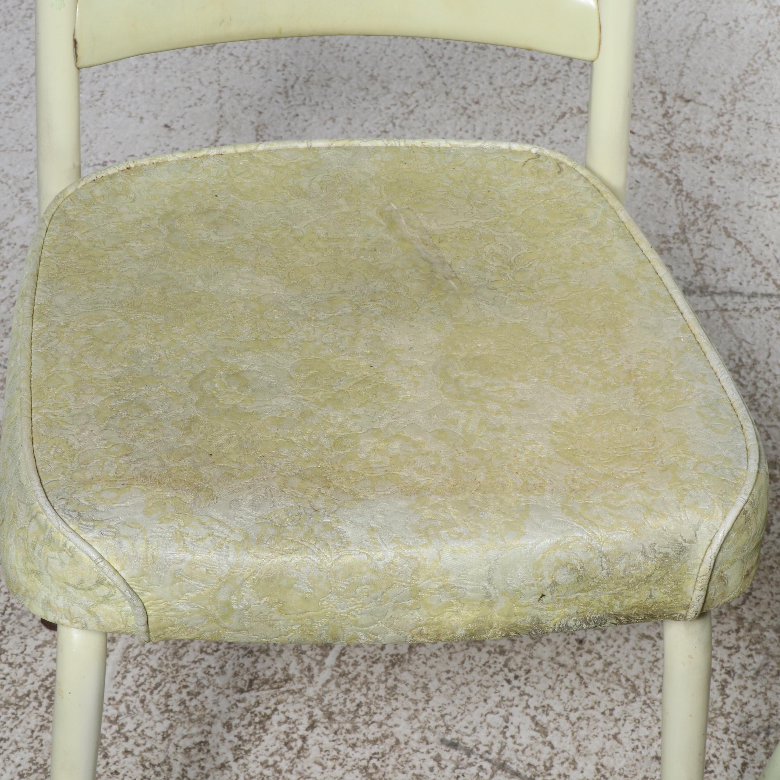 Pair of Mid Century Modern Mint Vinyl and Metal Dining Chairs, 1950s